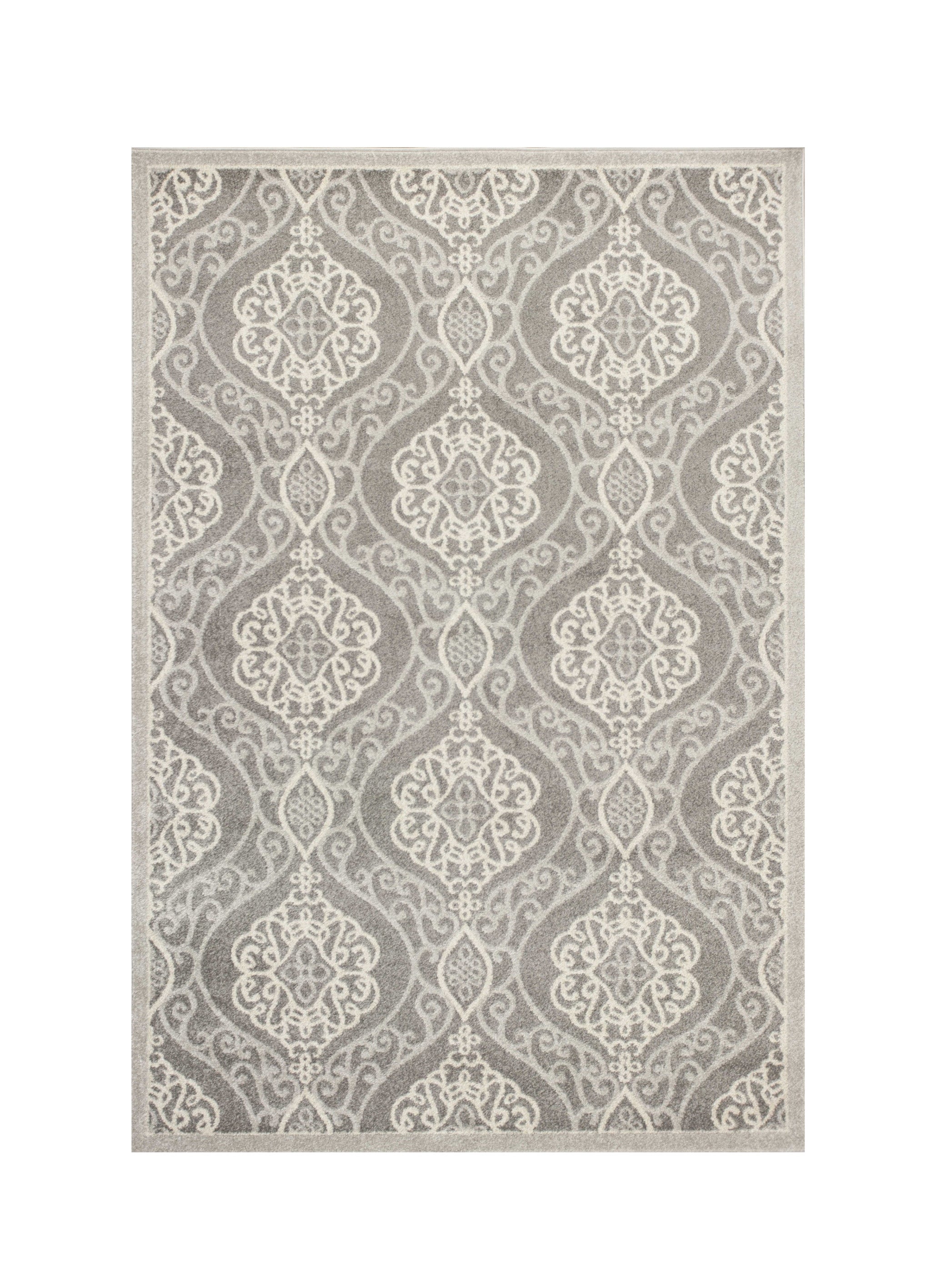 7' X 10' Silver Moroccan Indoor Outdoor Area Rug-Outdoor Rugs-DECOROLALA
