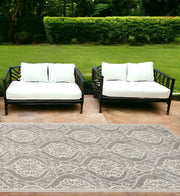 7' X 10' Silver Moroccan Indoor Outdoor Area Rug-Outdoor Rugs-DECOROLALA