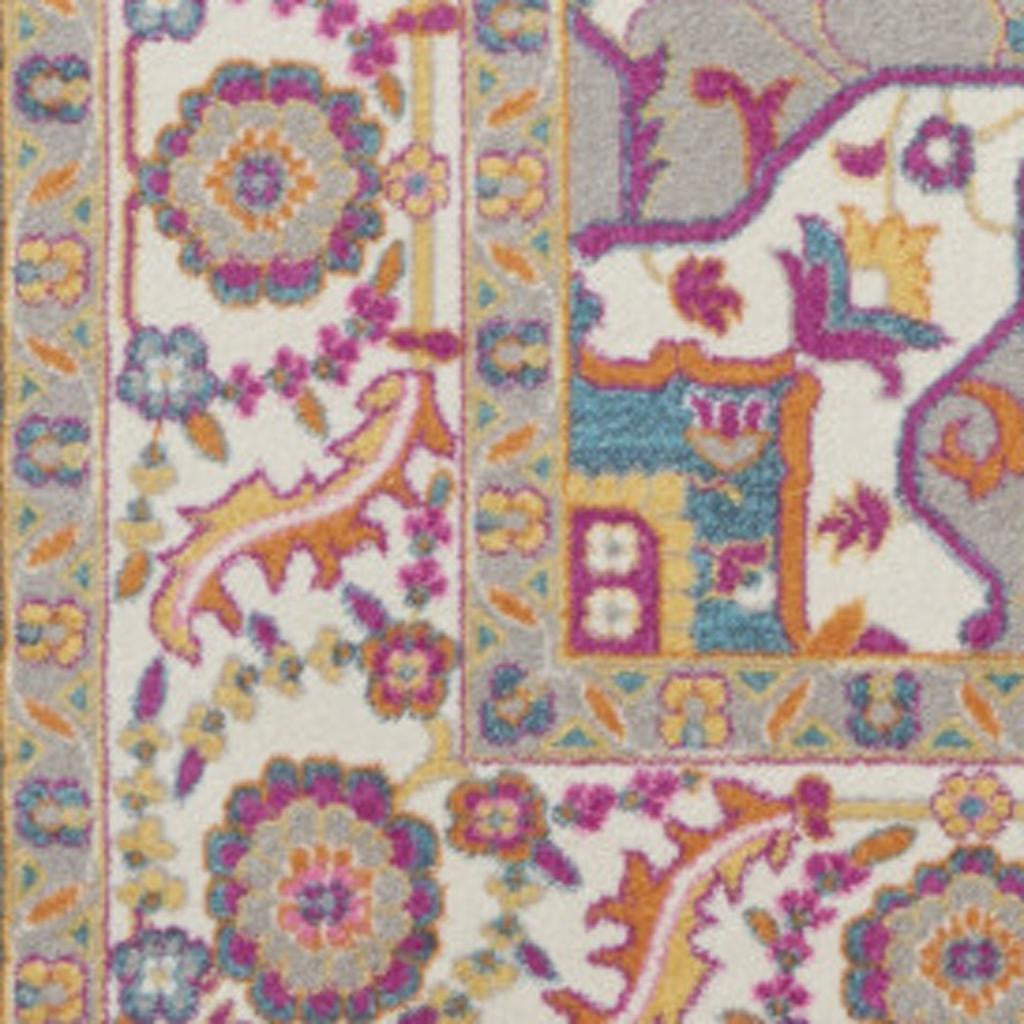 7' X 10' Teal And Ivory Medallion Distressed Area Rug-Area Rugs-DECOROLALA