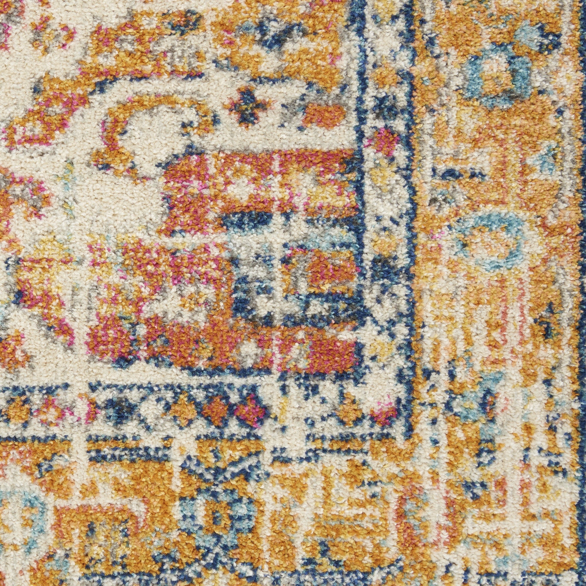 7' X 10' Yellow And Ivory Medallion Area Rug-Area Rugs-DECOROLALA