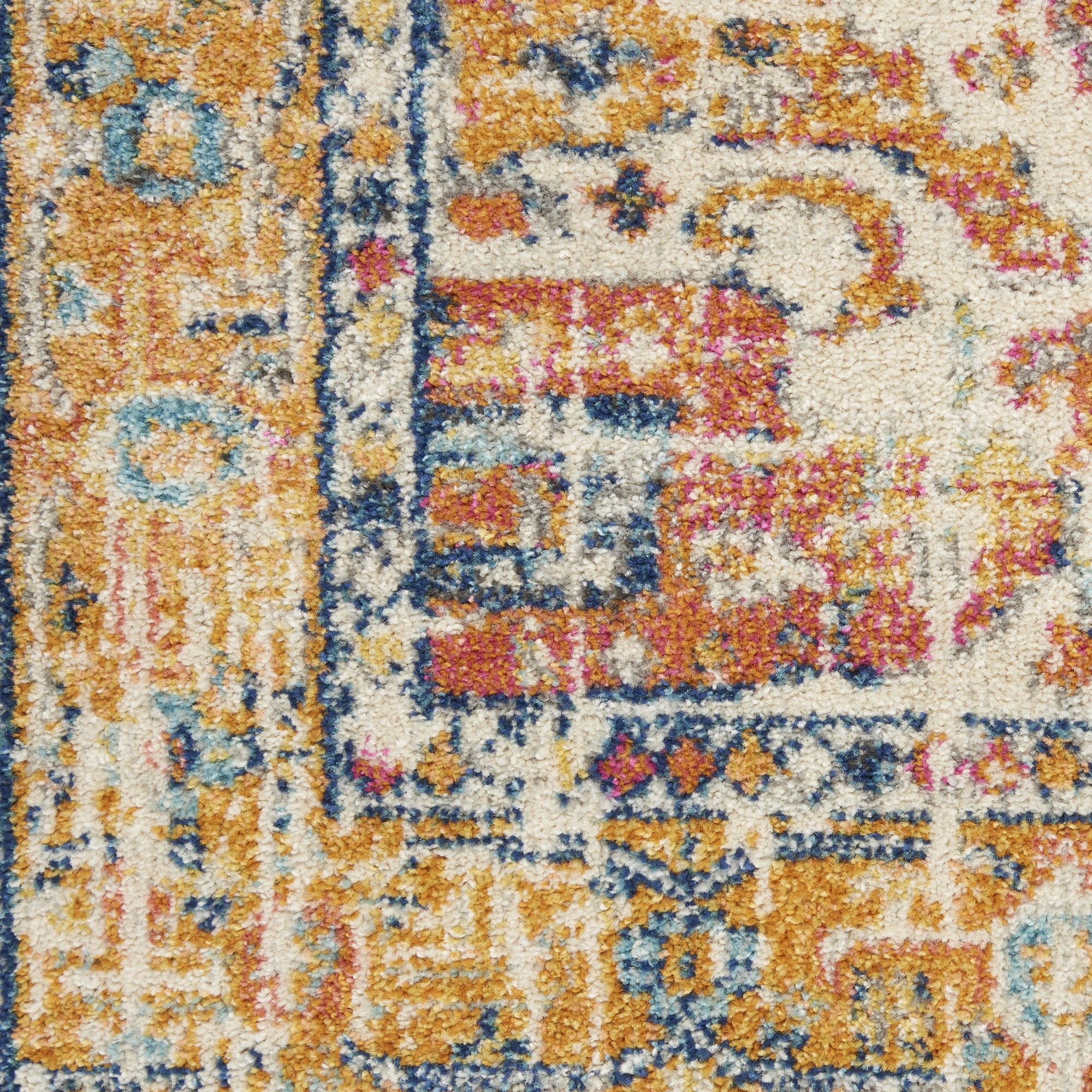7' X 10' Yellow And Ivory Medallion Area Rug-Area Rugs-DECOROLALA