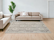 7' X 11' Silver Geometric Mosaic Uv Treated Indoor Area Rug-Area Rugs-DECOROLALA