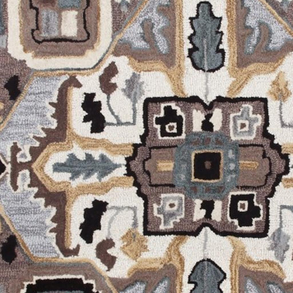 7' X 7' Blue And Red Wool Hand Tufted Area Rug-Area Rugs-DECOROLALA