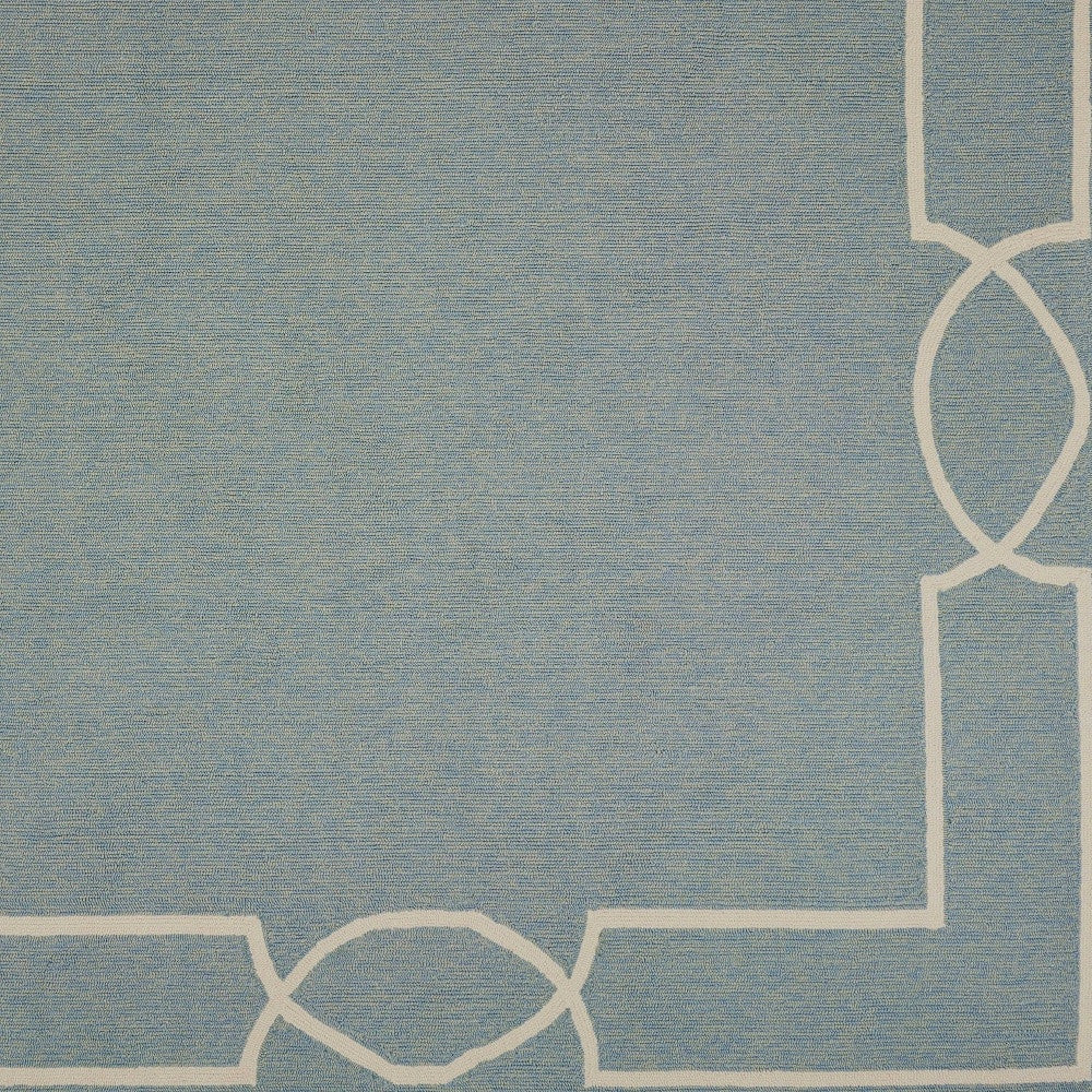7' X 7' Blue and Ivory Geometric Hand Hooked Area Rug-Area Rugs-DECOROLALA