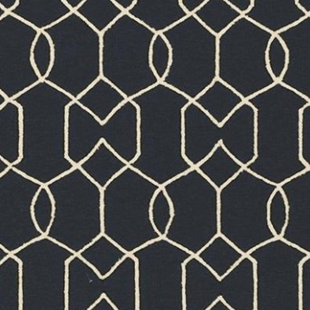 7' X 7' Navy Blue Hand Hooked Area Rug-Area Rugs-DECOROLALA