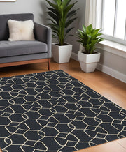 7' X 7' Navy Blue Hand Hooked Area Rug-Area Rugs-DECOROLALA
