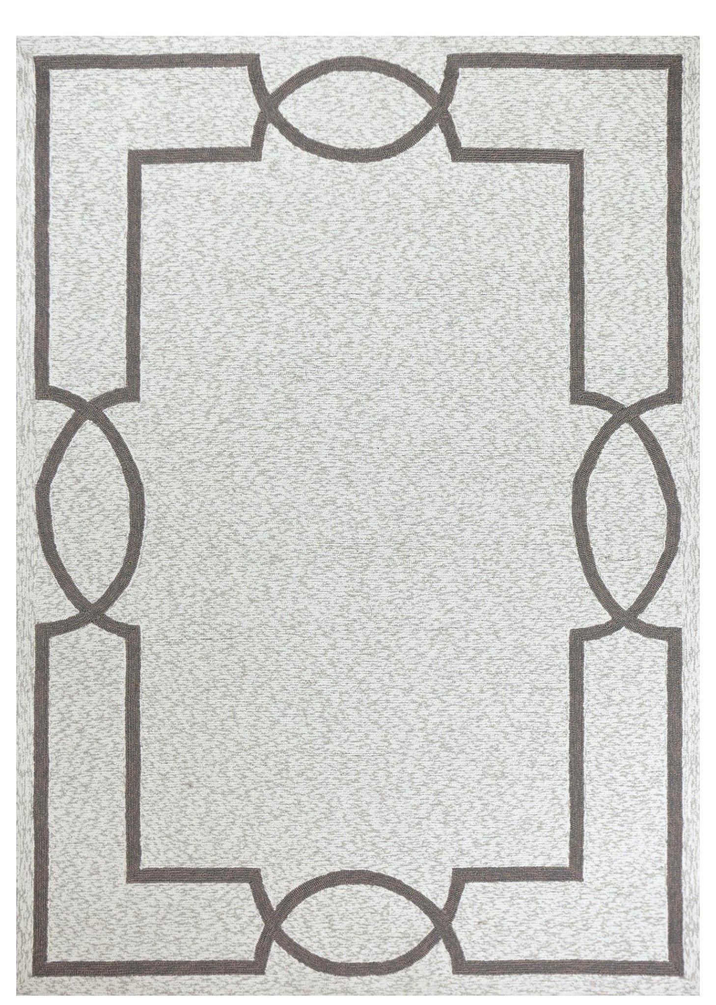 7' X 7' Oatmeal Ivory Geometric Hand Hooked Area Rug-Area Rugs-DECOROLALA