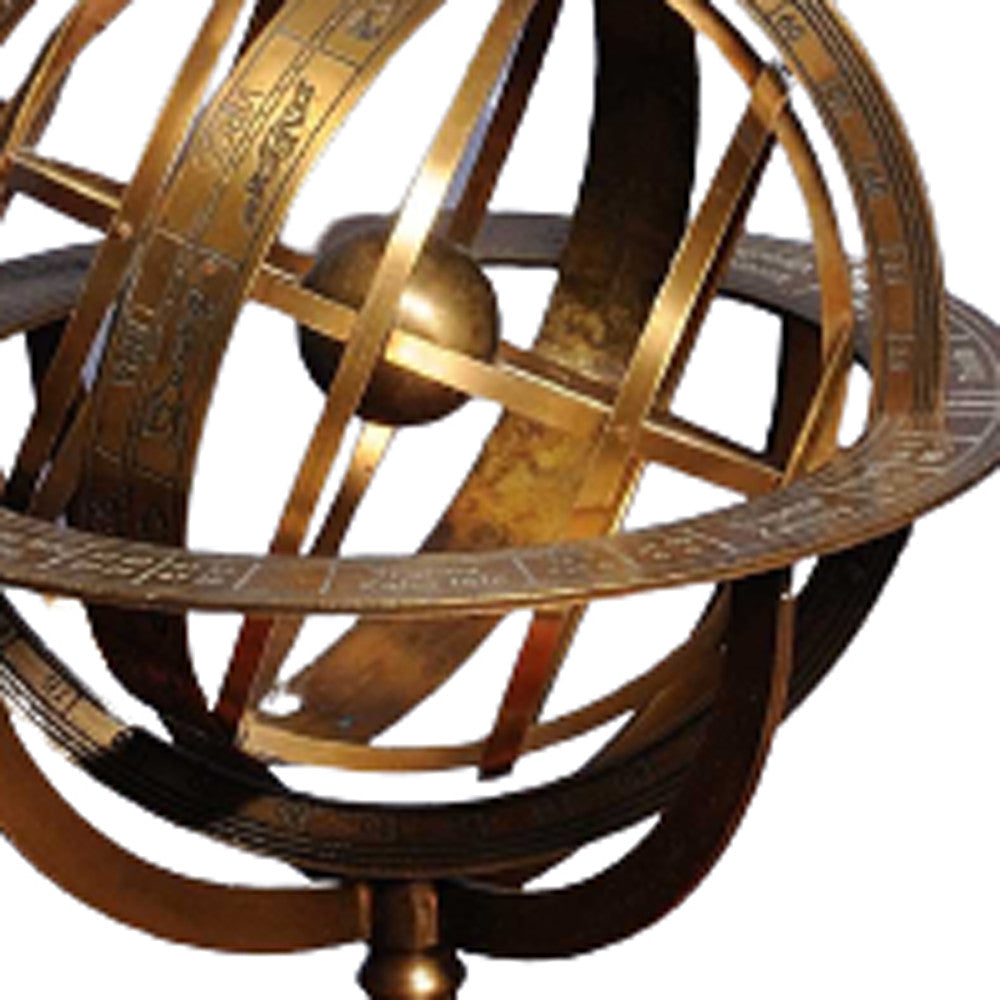 7" X 7" X 11.5" Armillary Sphere On Wood Base-Sculptures-DECOROLALA