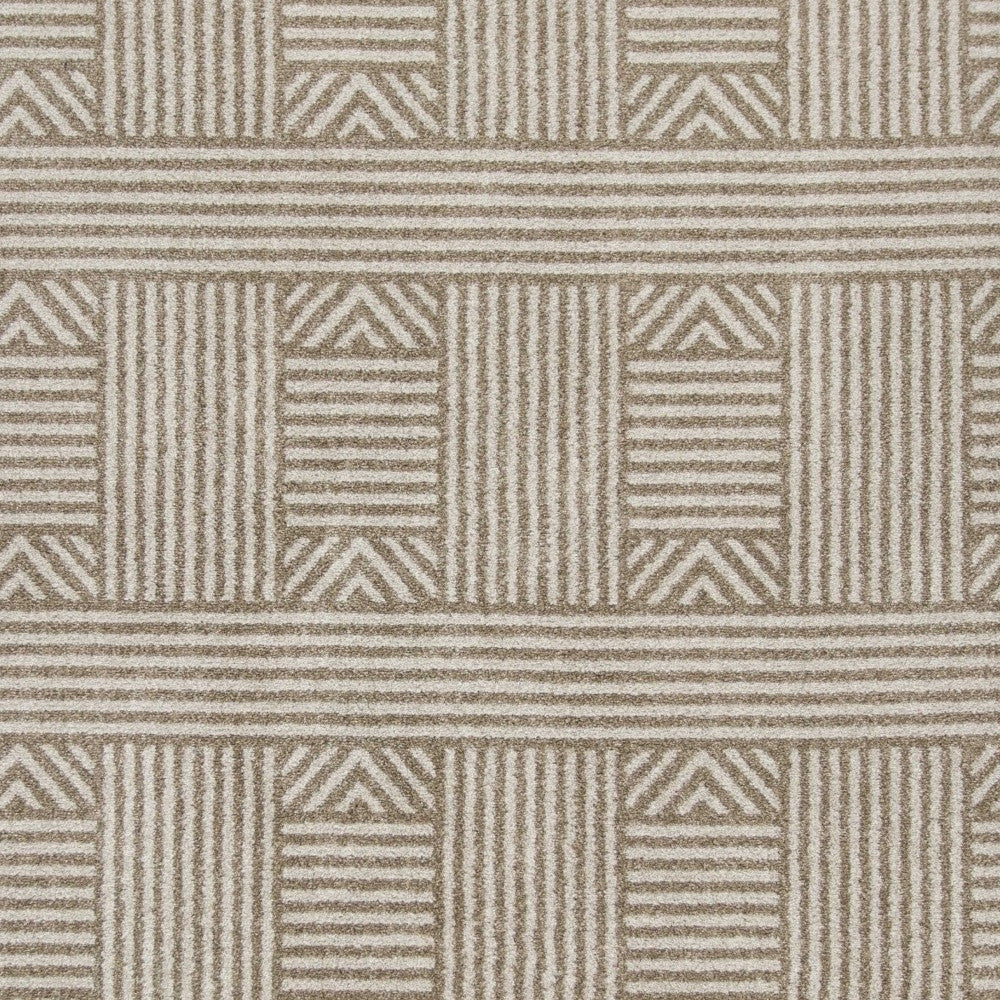 7' X 9' Beige And Ivory Geometric Indoor Outdoor Area Rug-Outdoor Rugs-DECOROLALA