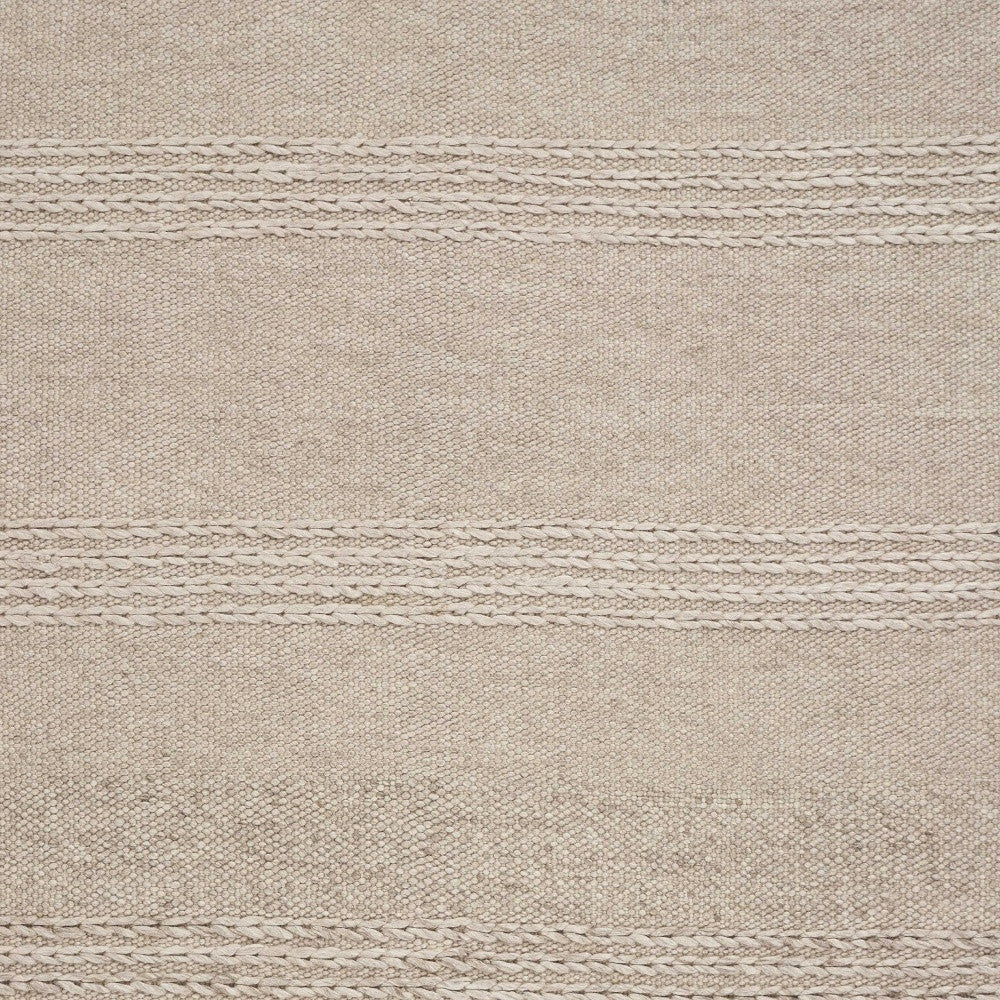 7' X 9' Beige Wool Hand Woven Area Rug-Area Rugs-DECOROLALA