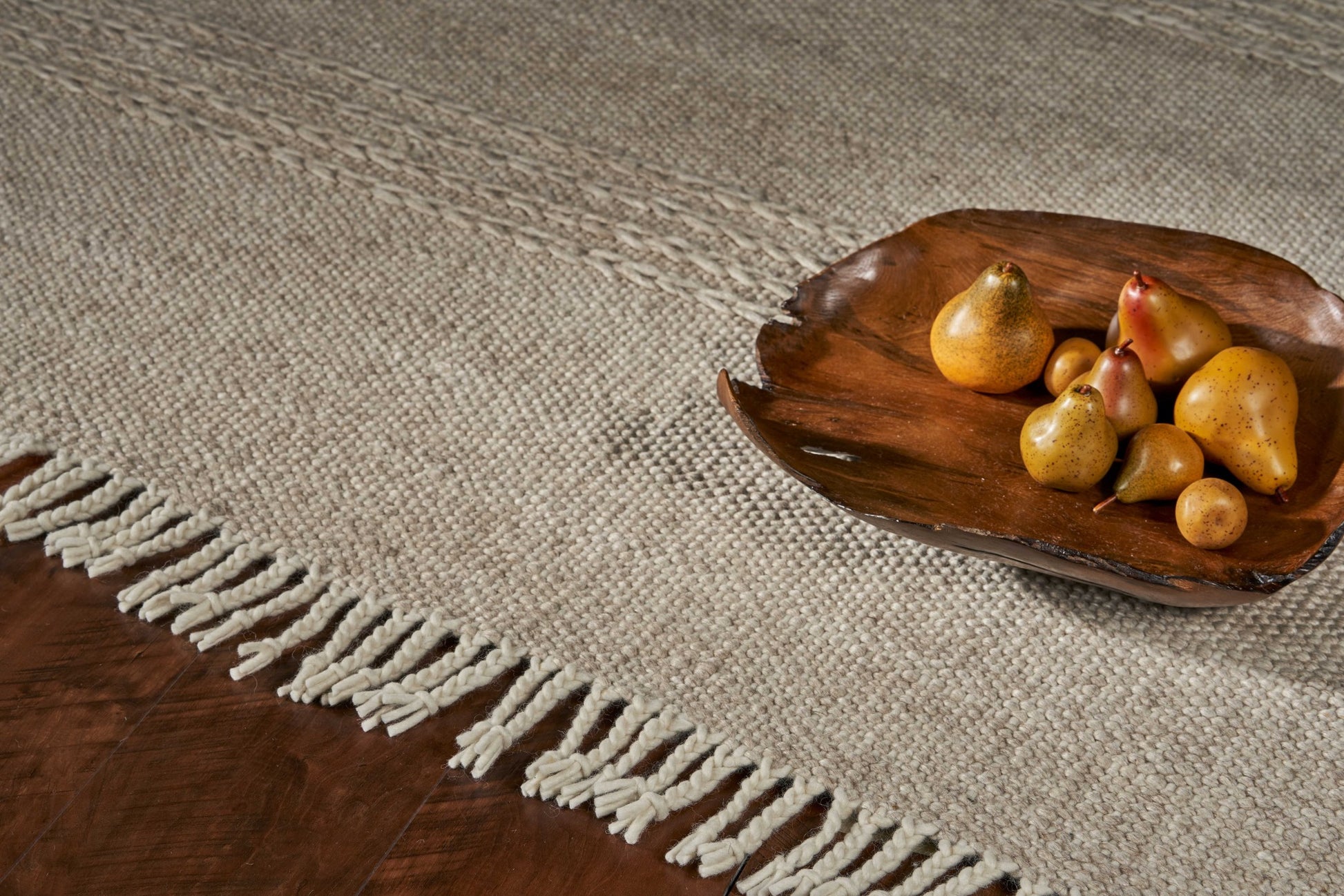 7' X 9' Beige Wool Hand Woven Area Rug-Area Rugs-DECOROLALA