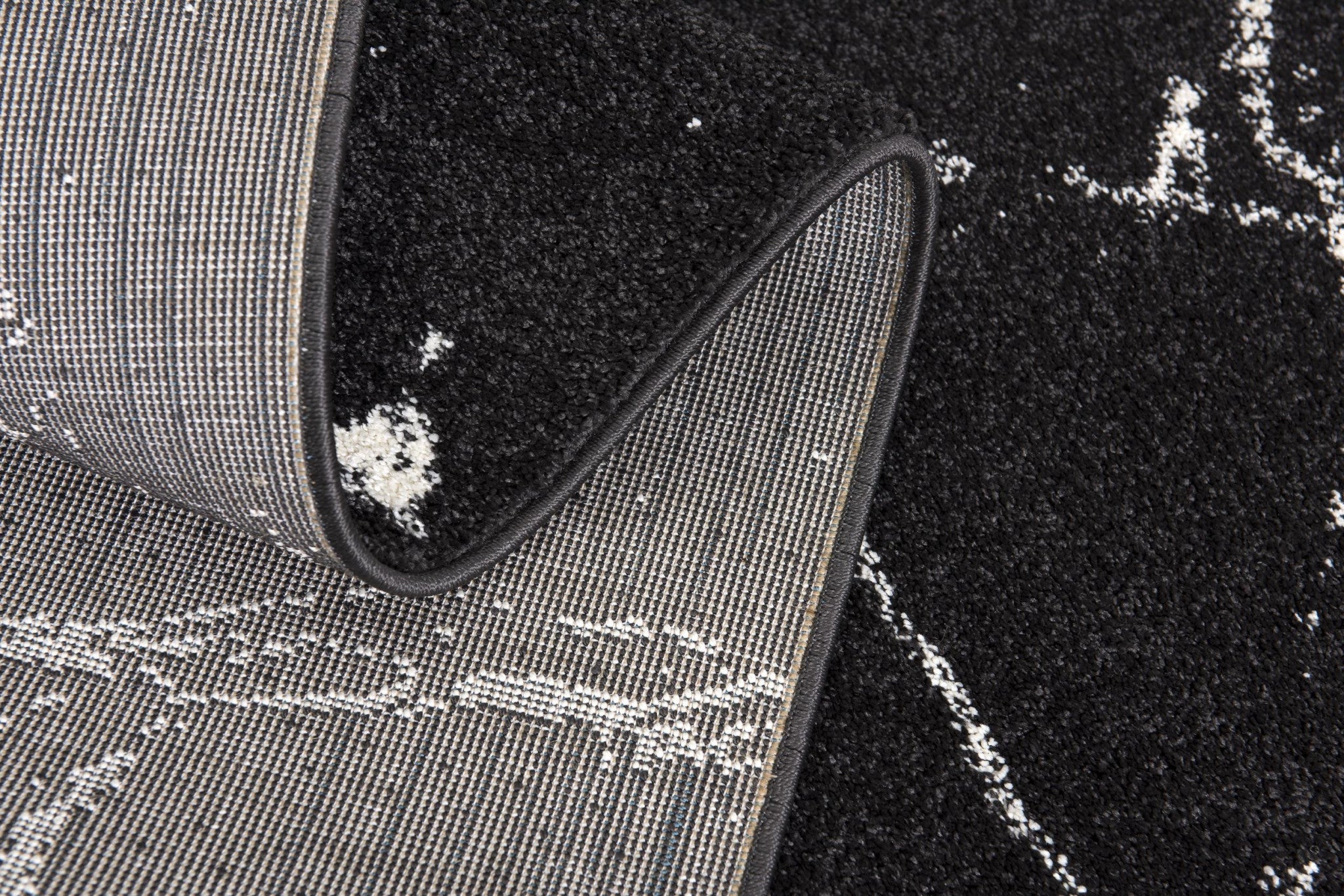 7' X 9' Black And White Abstract Area Rug-Area Rugs-DECOROLALA