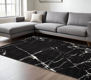 7' X 9' Black And White Abstract Area Rug-Area Rugs-DECOROLALA