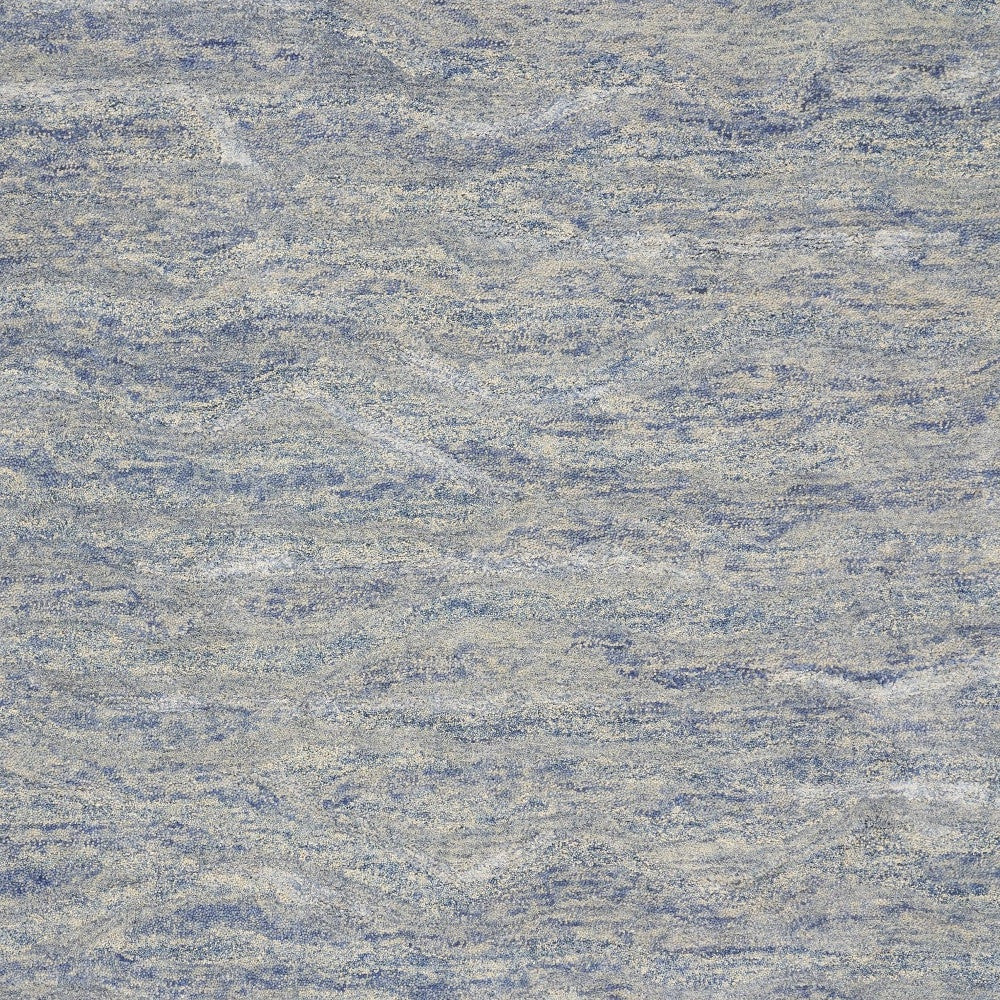 7' X 9' Blue And Beige Wool Abstract Hand Tufted Area Rug-Area Rugs-DECOROLALA