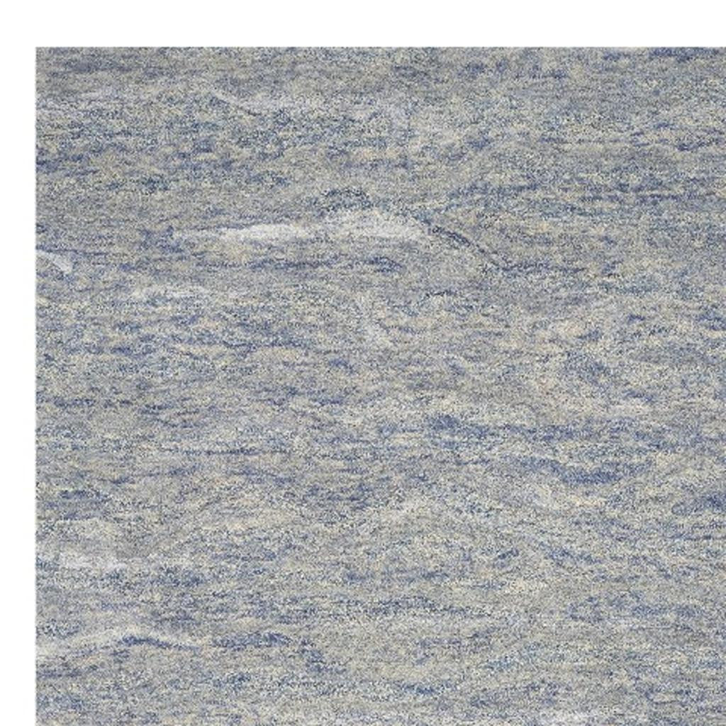 7' X 9' Blue And Beige Wool Abstract Hand Tufted Area Rug-Area Rugs-DECOROLALA