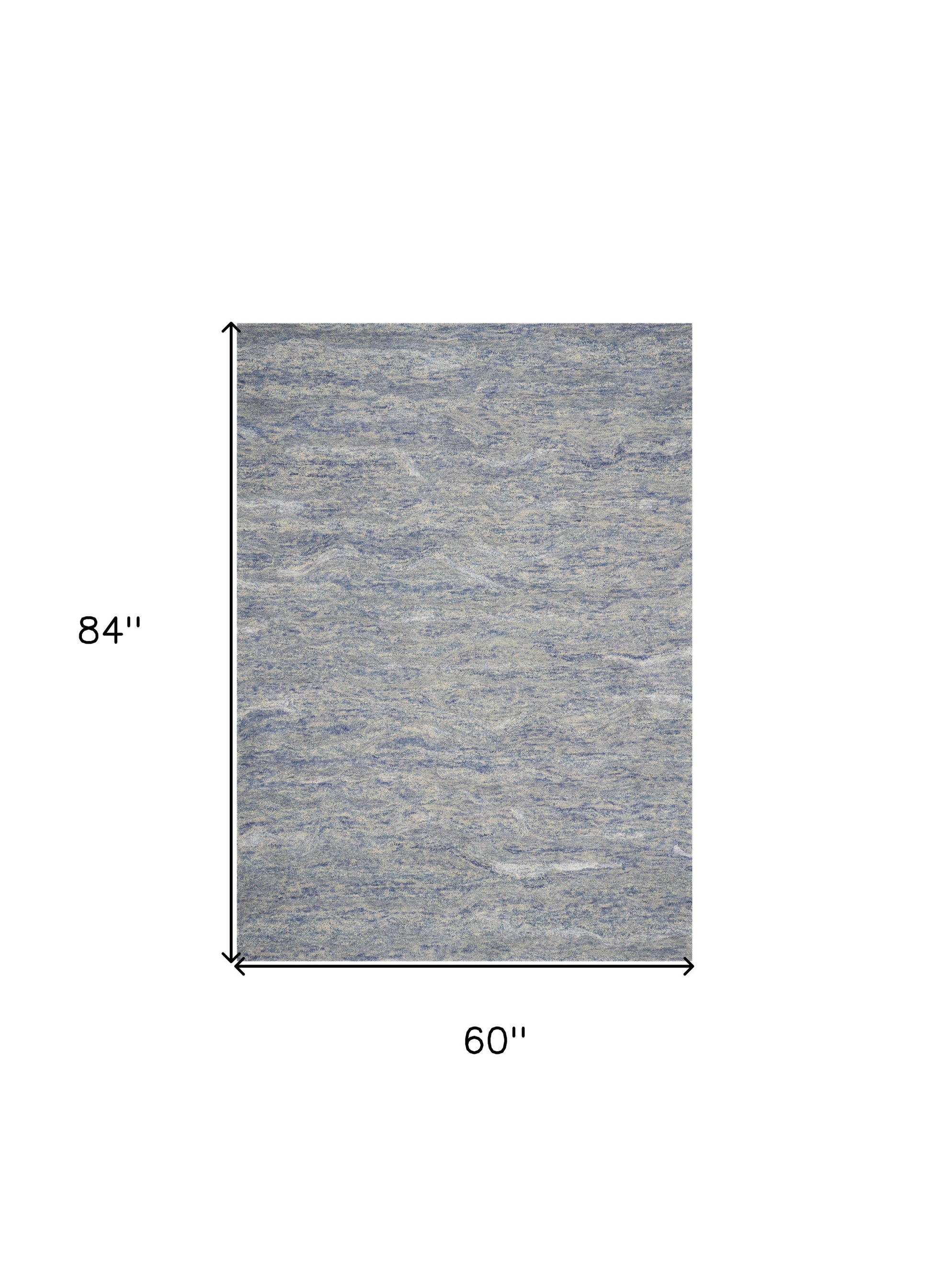 7' X 9' Blue And Beige Wool Abstract Hand Tufted Area Rug-Area Rugs-DECOROLALA