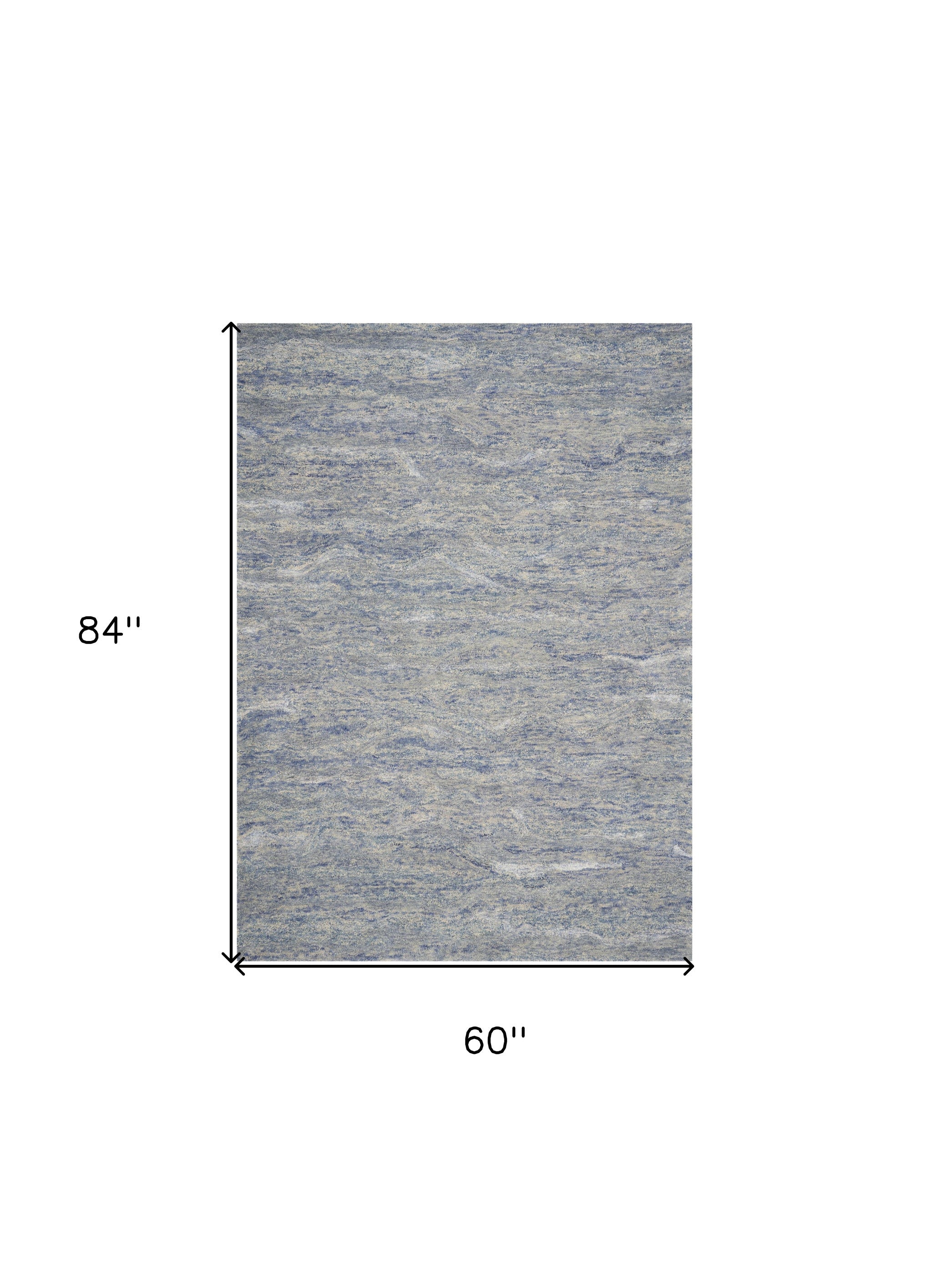 7' X 9' Blue And Beige Wool Abstract Hand Tufted Area Rug-Area Rugs-DECOROLALA