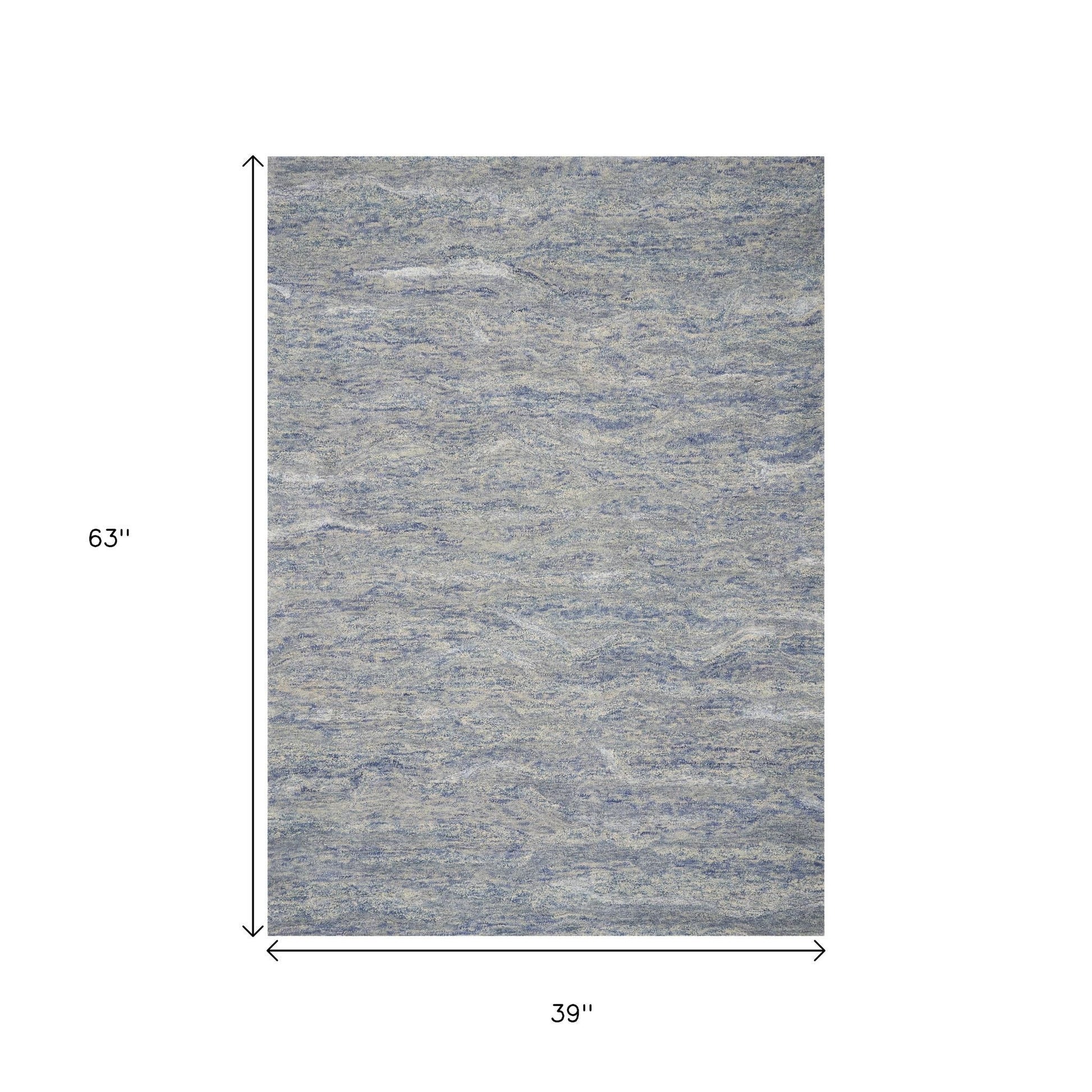 7' X 9' Blue And Beige Wool Abstract Hand Tufted Area Rug-Area Rugs-DECOROLALA