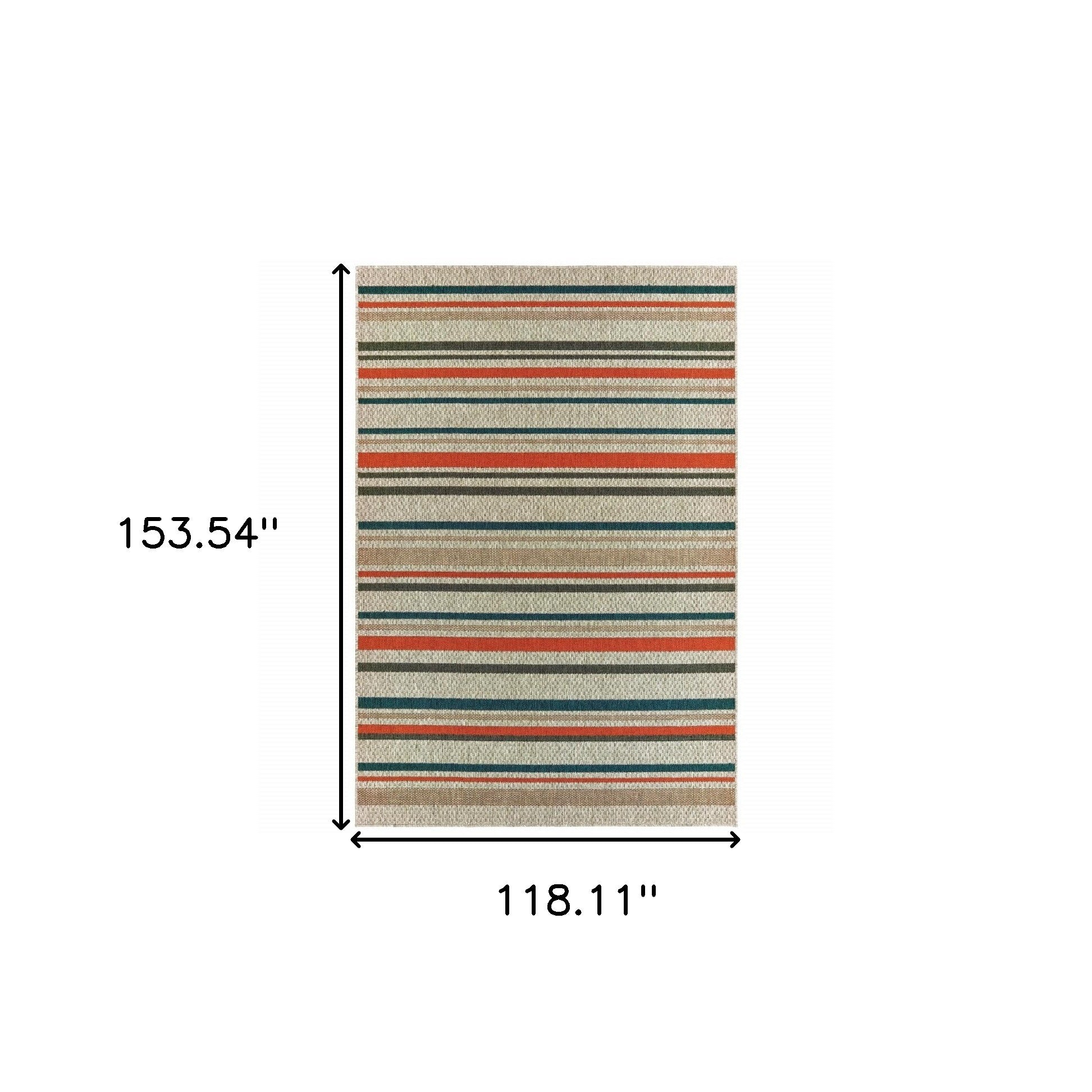 7' X 9' Blue And Gray Striped Indoor Outdoor Area Rug-Outdoor Rugs-DECOROLALA