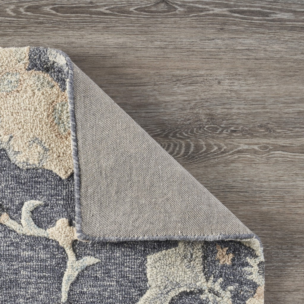 7' X 9' Blue And Gray Wool Hand Tufted Area Rug-Area Rugs-DECOROLALA