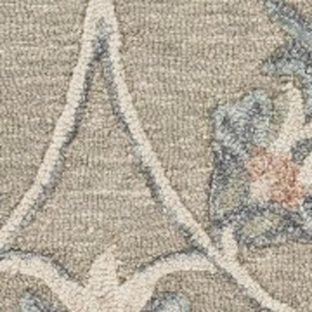 7' X 9' Blue And Ivory Wool Hand Tufted Area Rug-Area Rugs-DECOROLALA