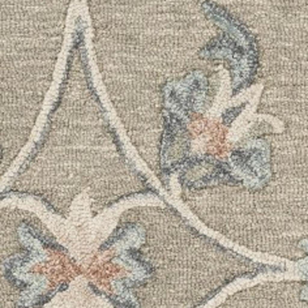 7' X 9' Blue And Ivory Wool Hand Tufted Area Rug-Area Rugs-DECOROLALA