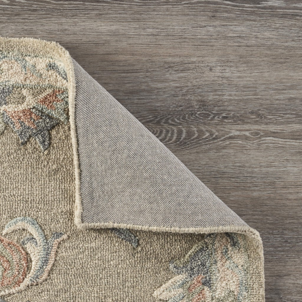 7' X 9' Blue And Ivory Wool Hand Tufted Area Rug-Area Rugs-DECOROLALA