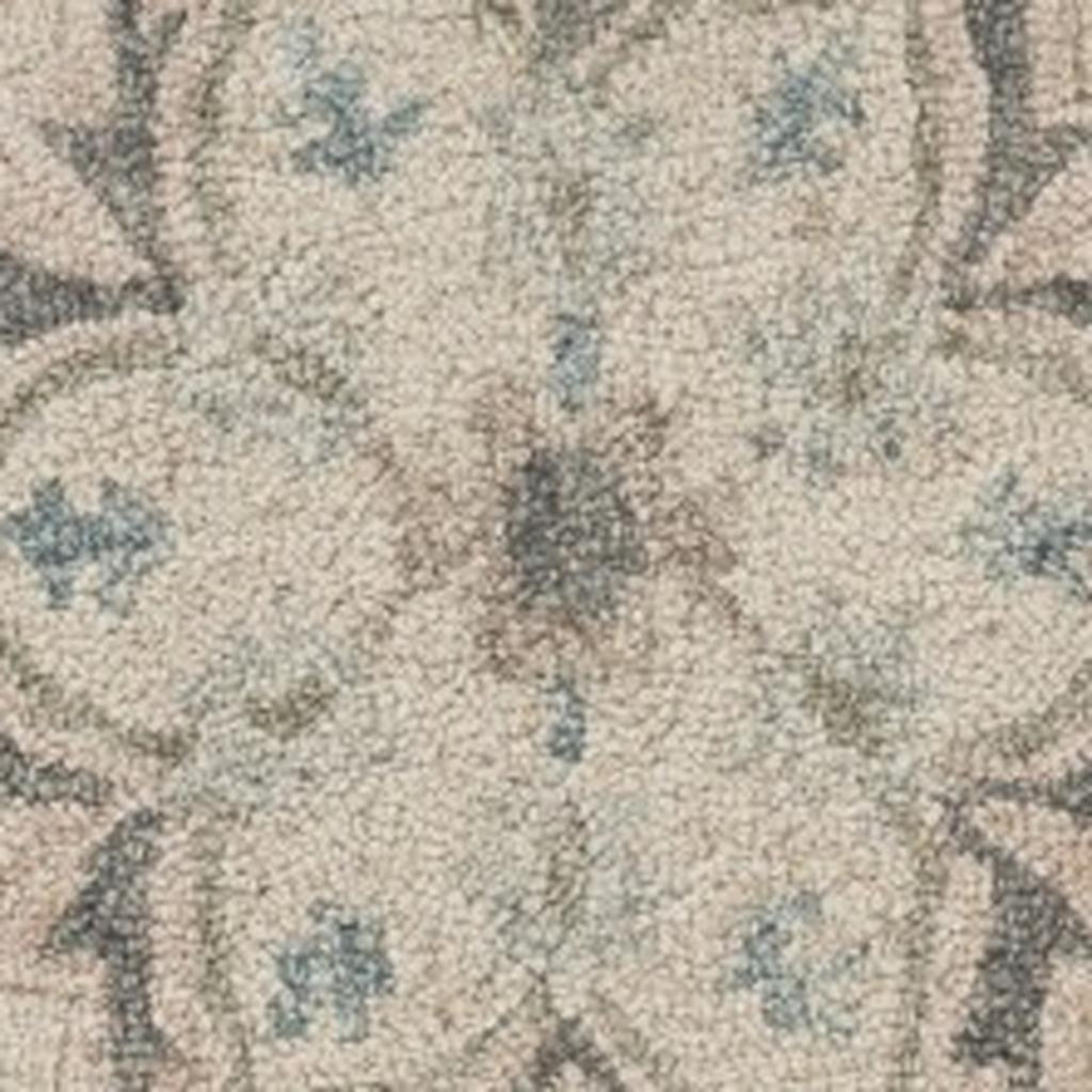 7' X 9' Blue And Ivory Wool Hand Tufted Area Rug-Area Rugs-DECOROLALA