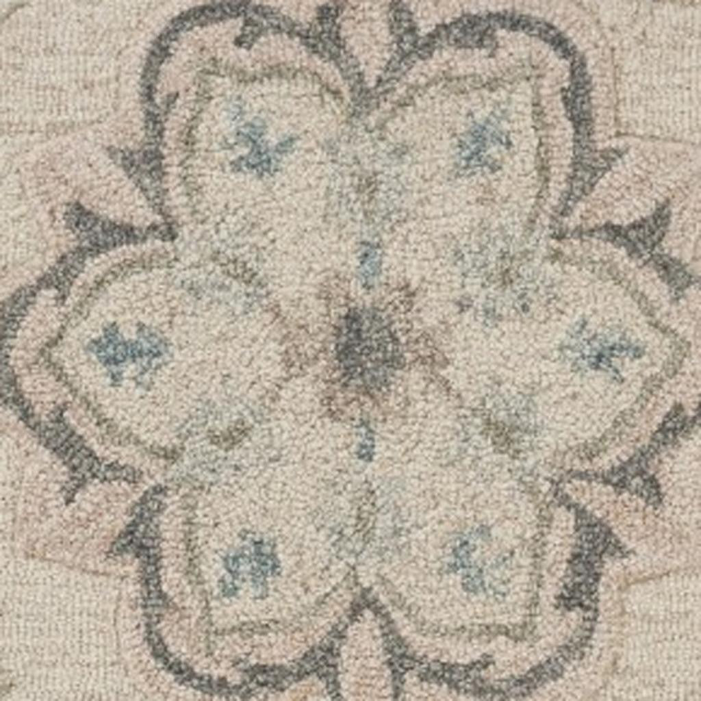 7' X 9' Blue And Ivory Wool Hand Tufted Area Rug-Area Rugs-DECOROLALA