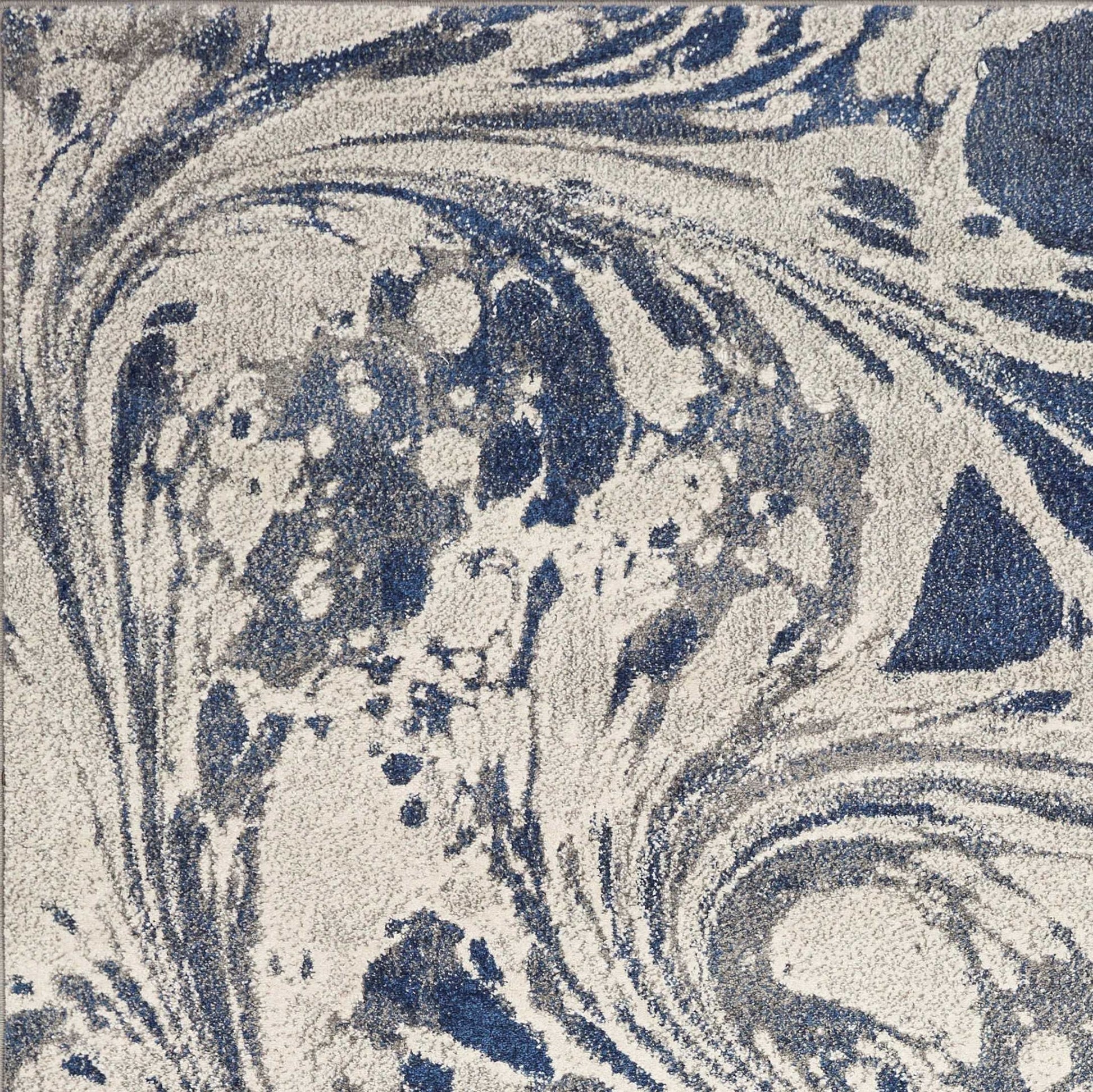 7' X 9' Blue Gray And Ivory Abstract Area Rug-Area Rugs-DECOROLALA