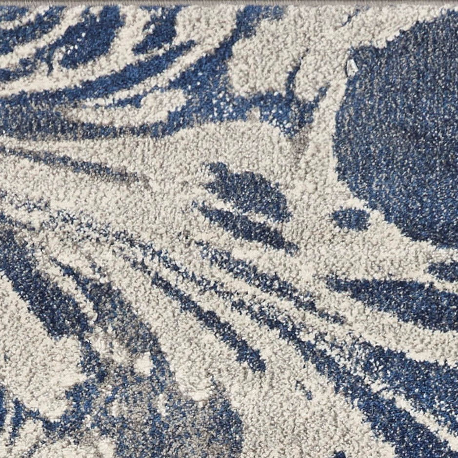 7' X 9' Blue Gray And Ivory Abstract Area Rug-Area Rugs-DECOROLALA