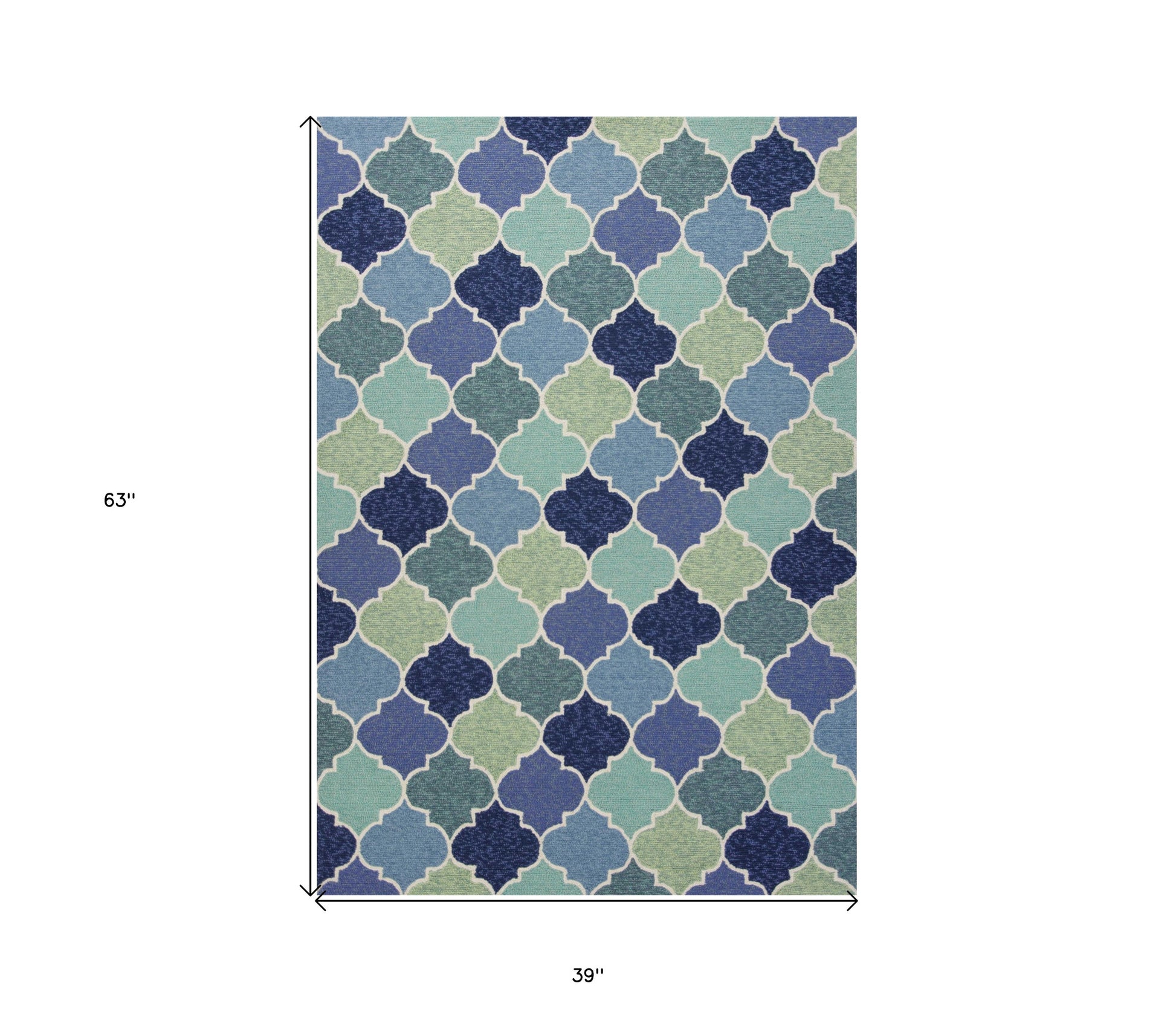 7' X 9' Blue Purple And Aqua Quatrefoil Hand Tufted Area Rug-Area Rugs-DECOROLALA