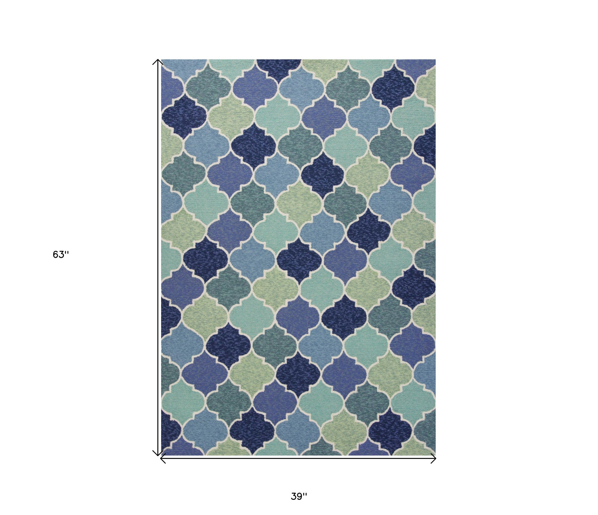 7' X 9' Blue Purple And Aqua Quatrefoil Hand Tufted Area Rug-Area Rugs-DECOROLALA