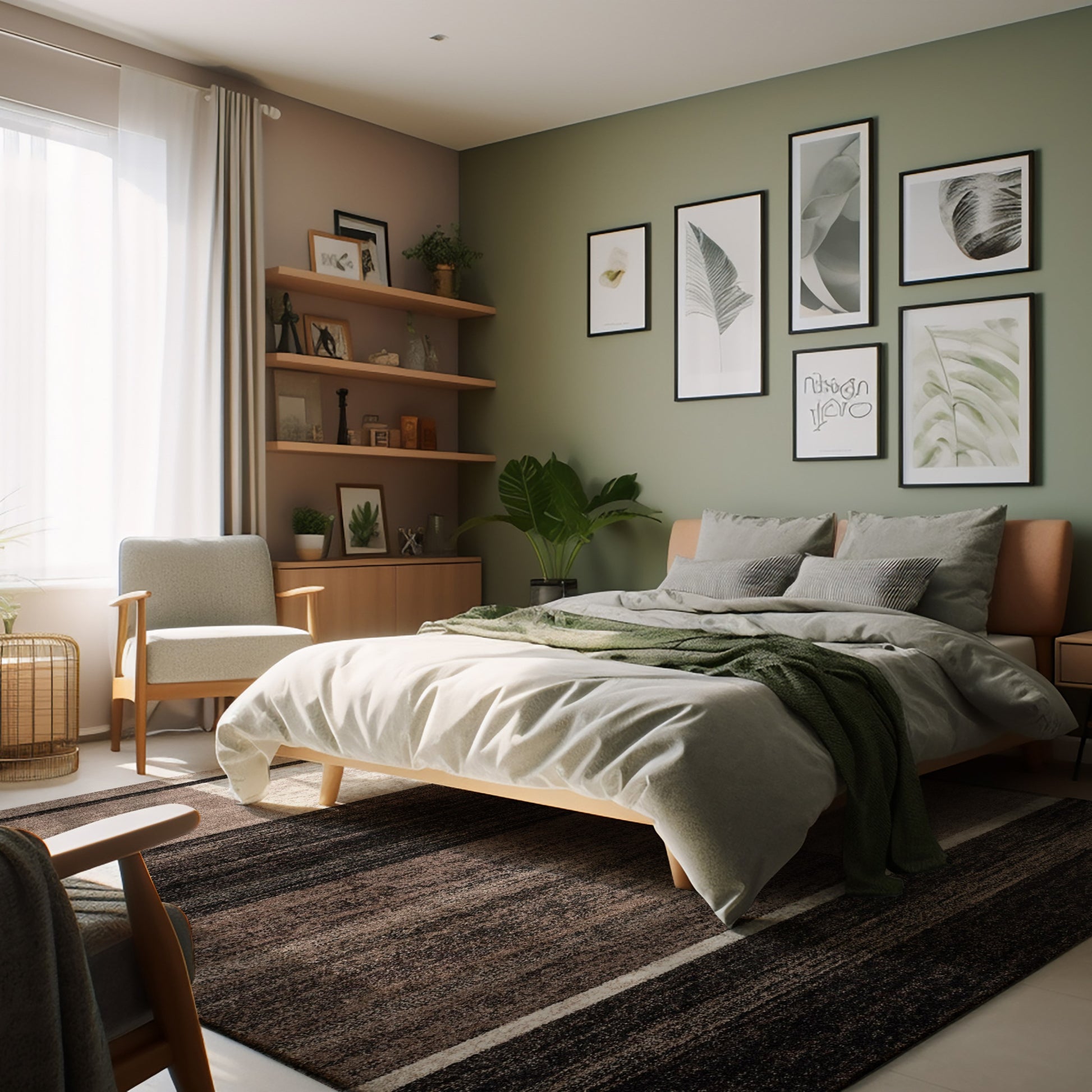 7' X 9' Brown And Beige Abstract Blocks Area Rug-Area Rugs-DECOROLALA