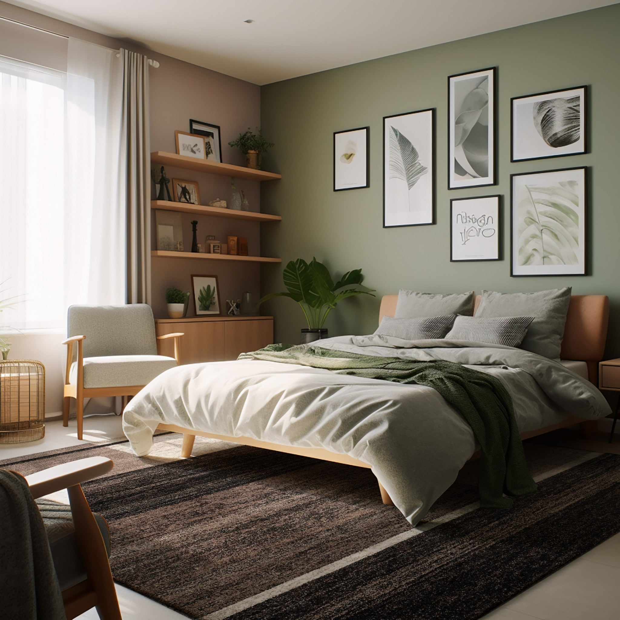 7' X 9' Brown And Beige Abstract Blocks Area Rug-Area Rugs-DECOROLALA