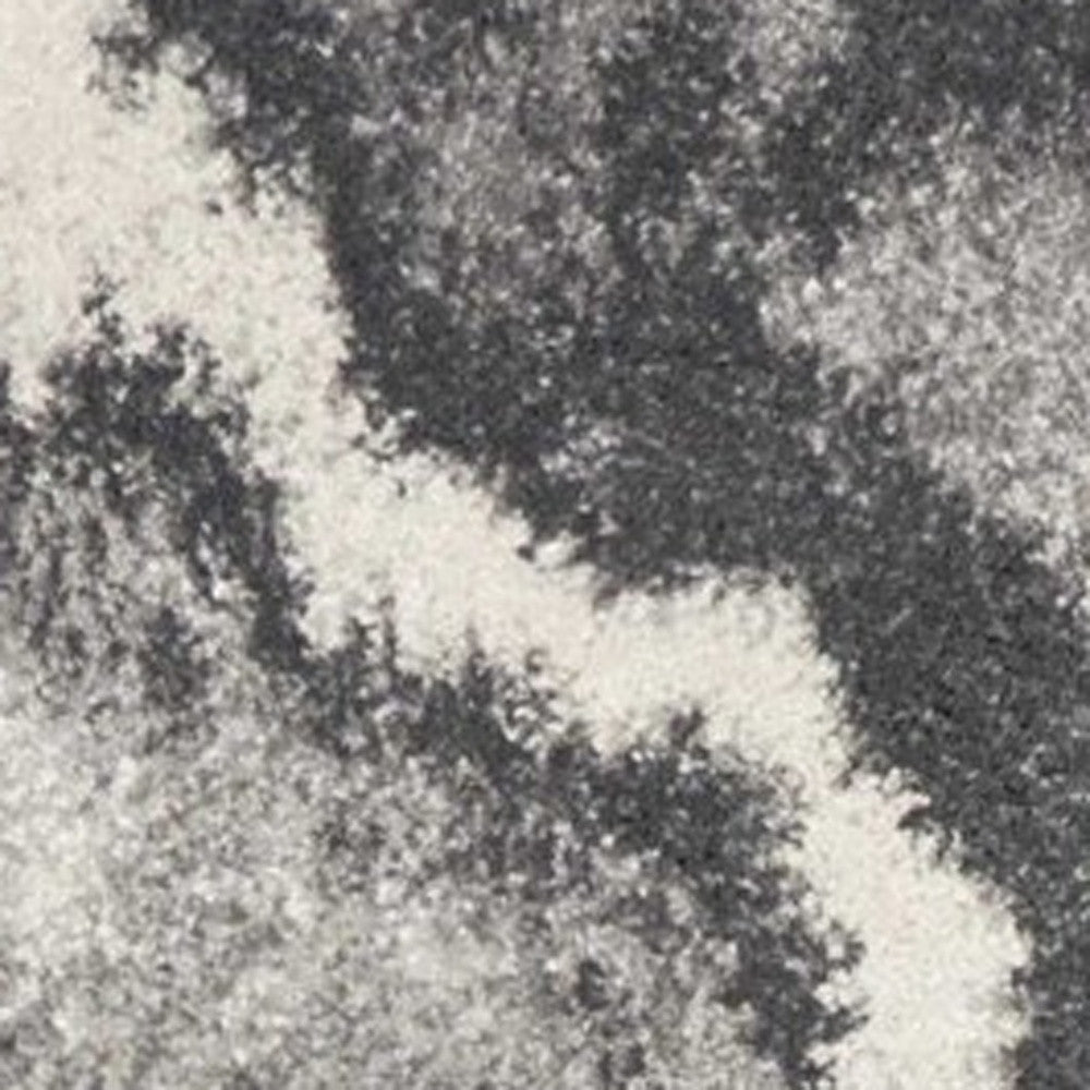 7' X 9' Gray And Ivory Abstract Area Rug-Area Rugs-DECOROLALA
