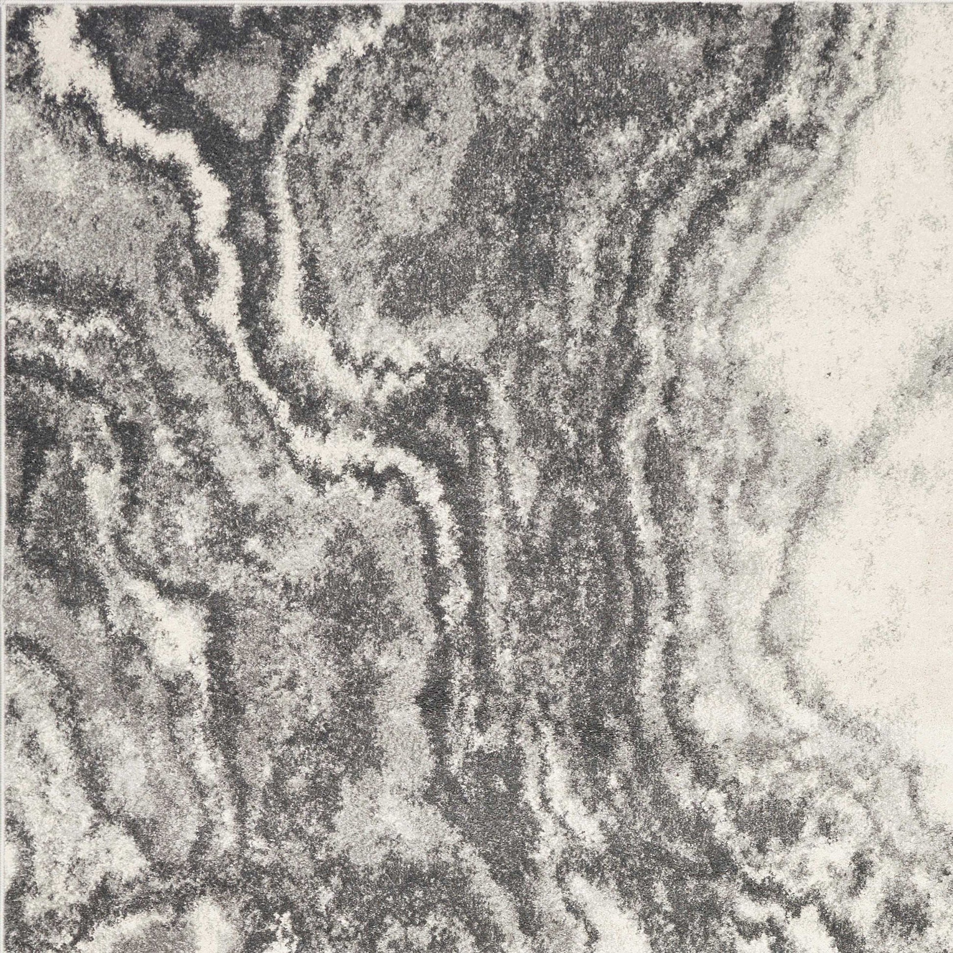 7' X 9' Gray And Ivory Abstract Area Rug-Area Rugs-DECOROLALA