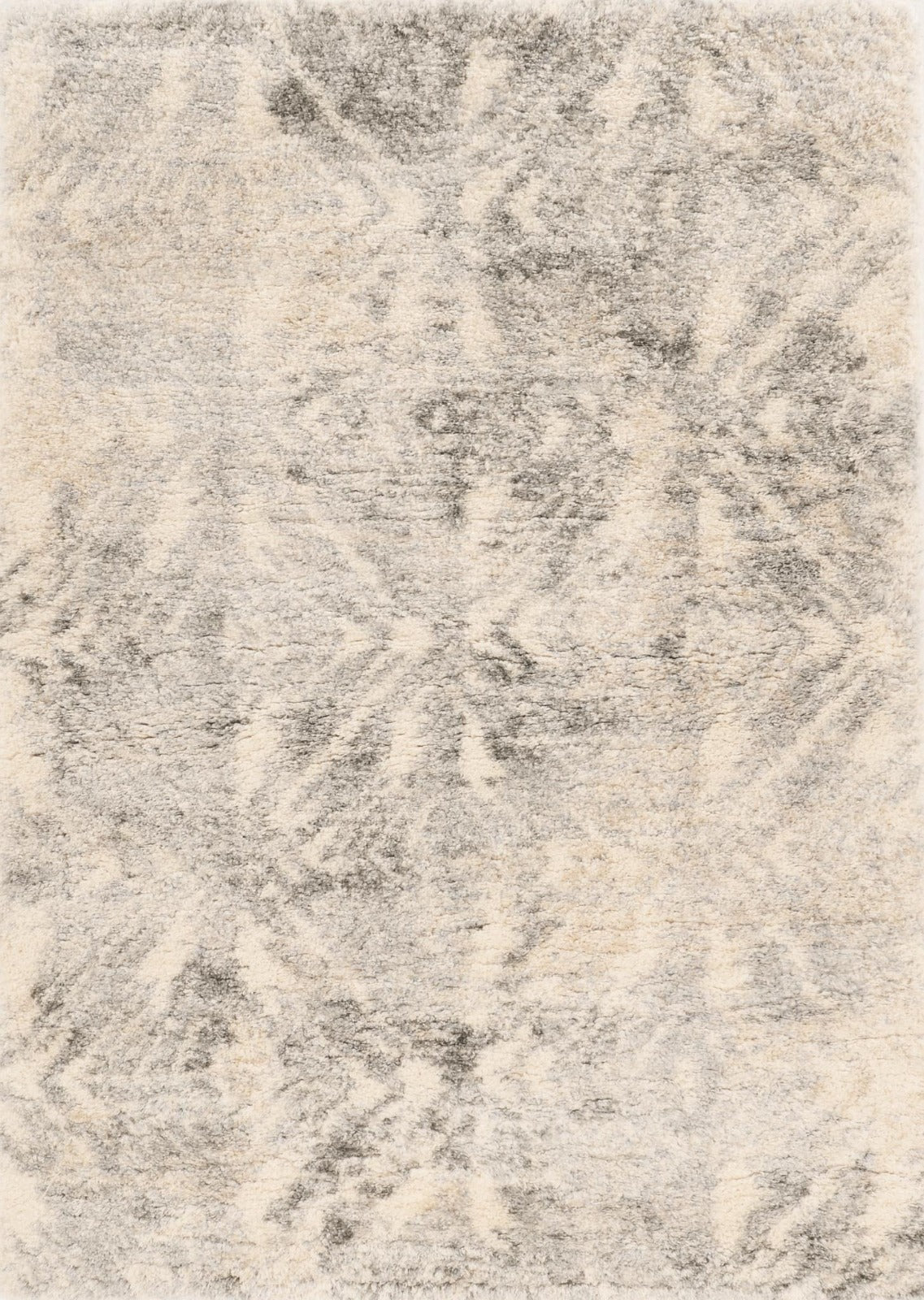 7' X 9' Gray And Ivory Diamond Area Rug-Area Rugs-DECOROLALA