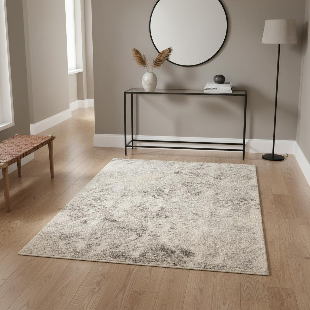 7' X 9' Gray And Ivory Diamond Area Rug-Area Rugs-DECOROLALA