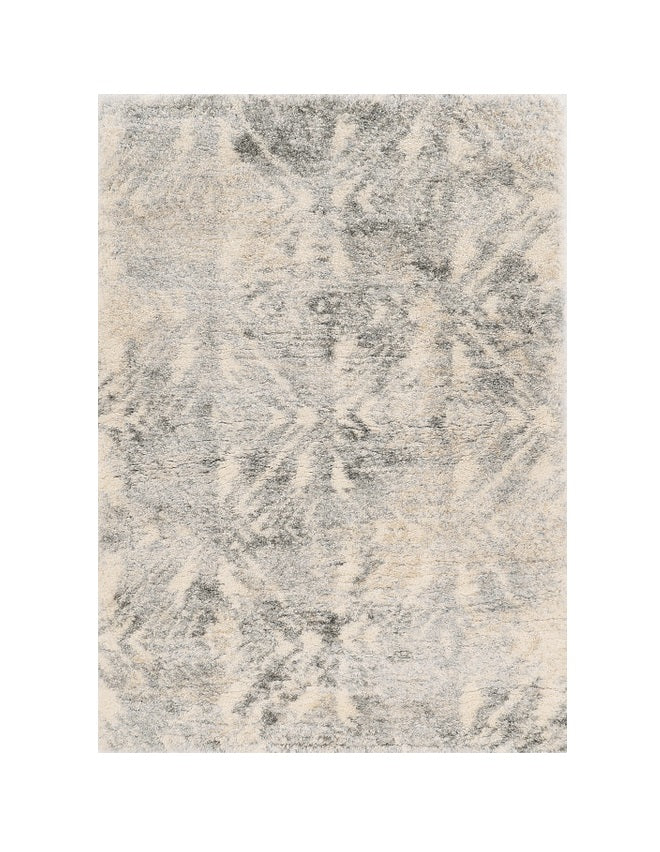 7' X 9' Gray And Ivory Diamond Area Rug-Area Rugs-DECOROLALA