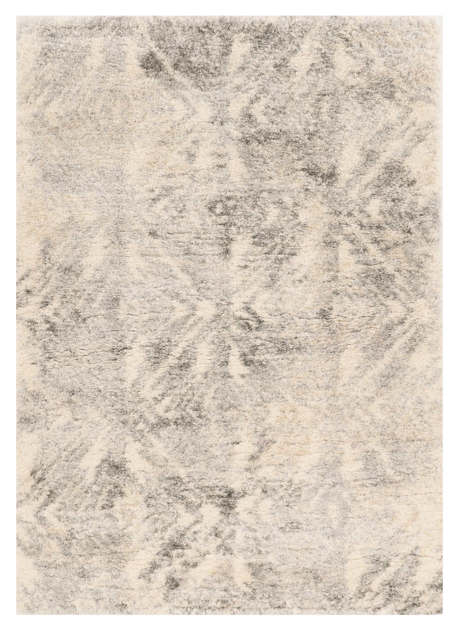 7' X 9' Gray And Ivory Diamond Area Rug-Area Rugs-DECOROLALA