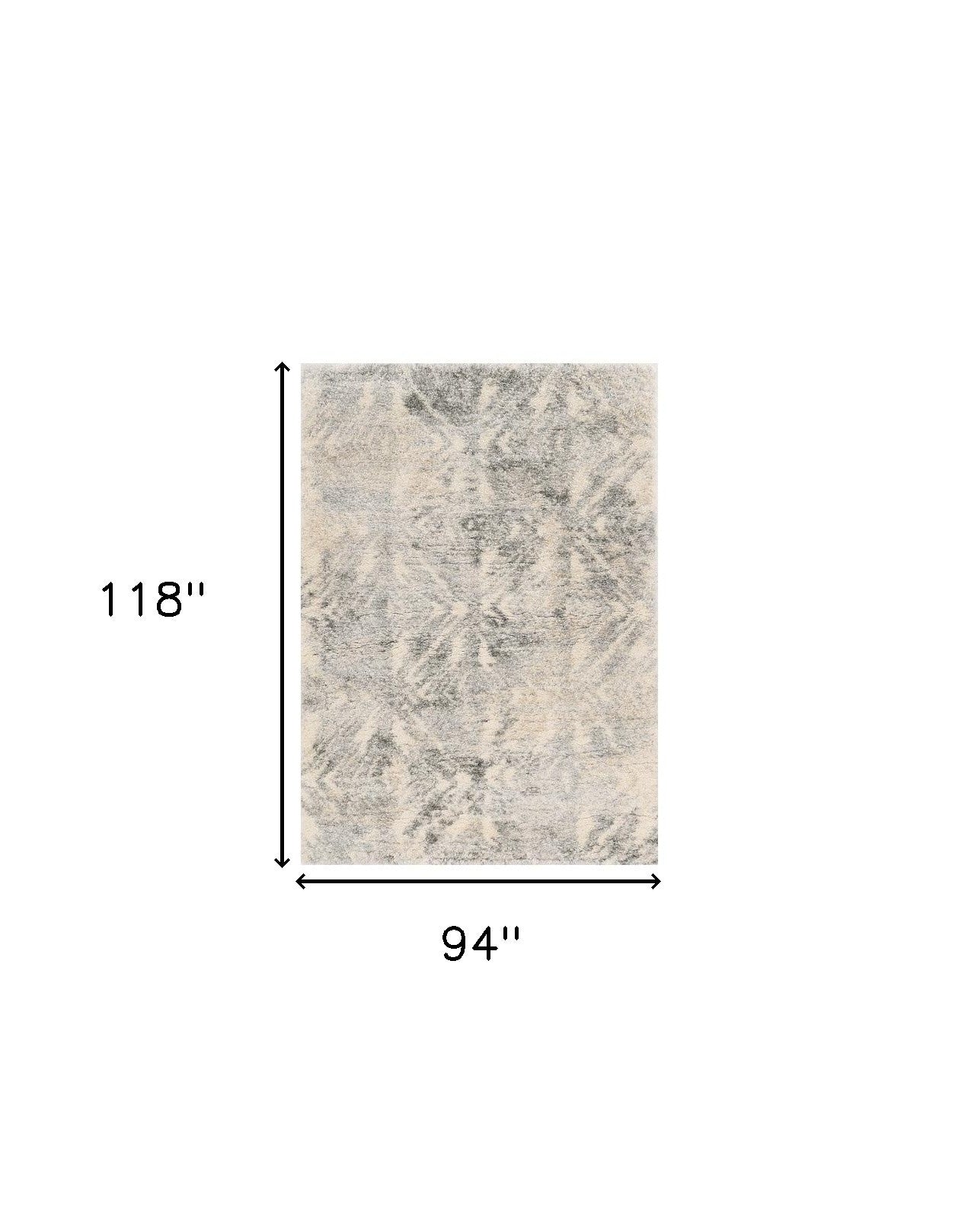 7' X 9' Gray And Ivory Diamond Area Rug-Area Rugs-DECOROLALA