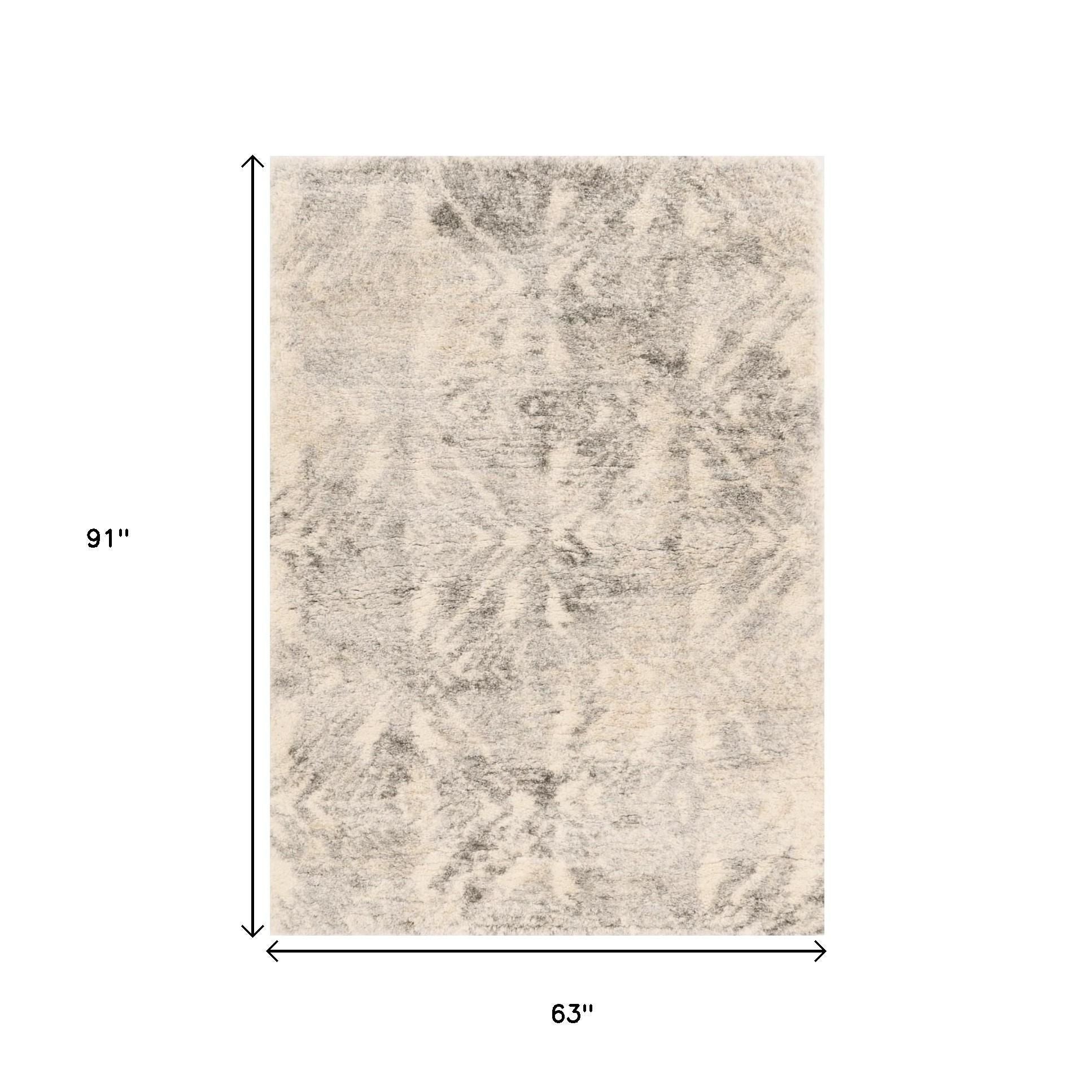 7' X 9' Gray And Ivory Diamond Area Rug-Area Rugs-DECOROLALA
