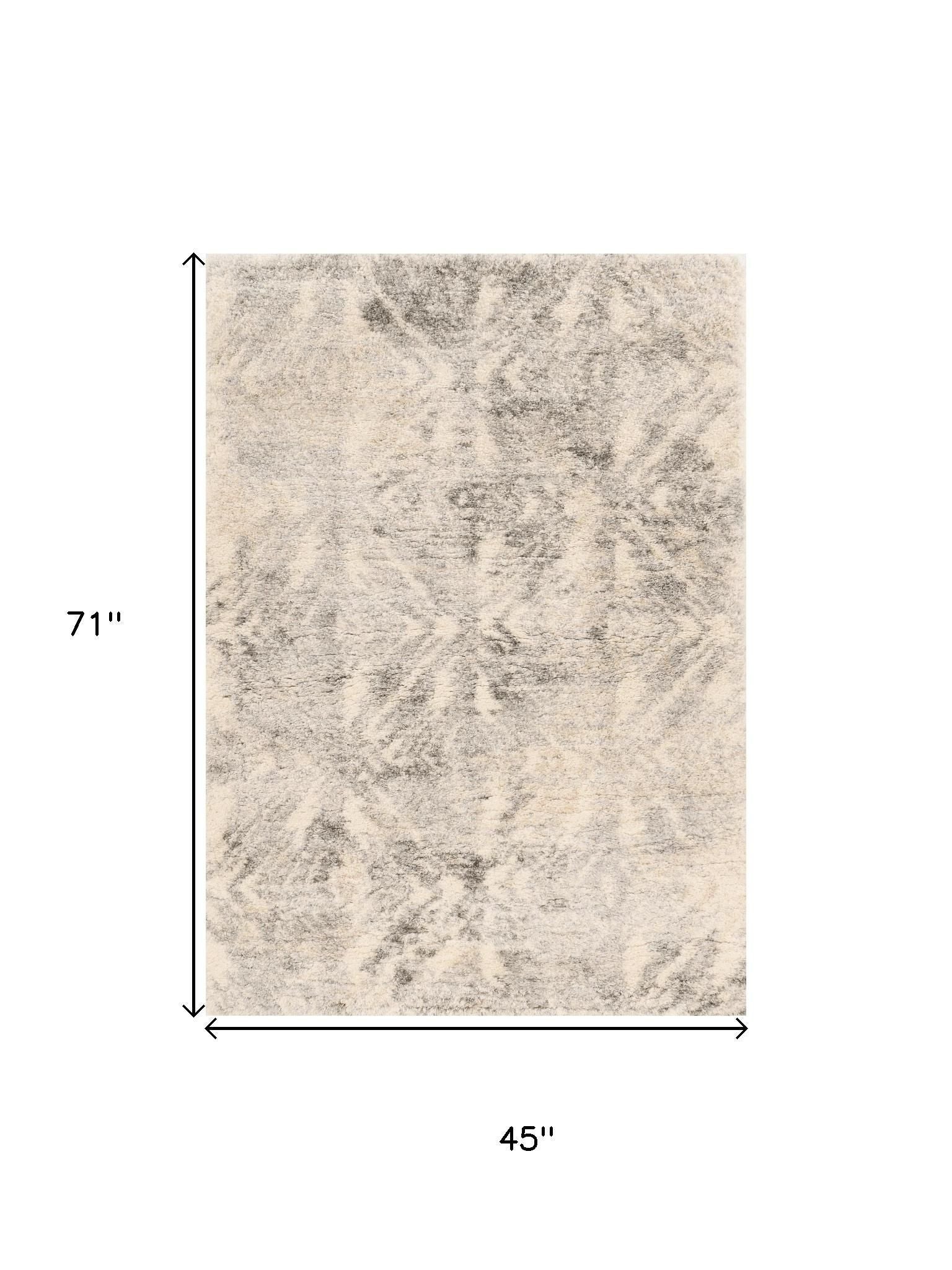 7' X 9' Gray And Ivory Diamond Area Rug-Area Rugs-DECOROLALA