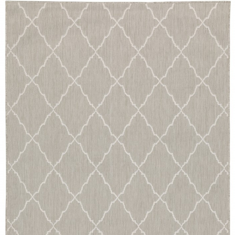 7' X 9' Gray And Ivory Indoor Outdoor Area Rug-Outdoor Rugs-DECOROLALA