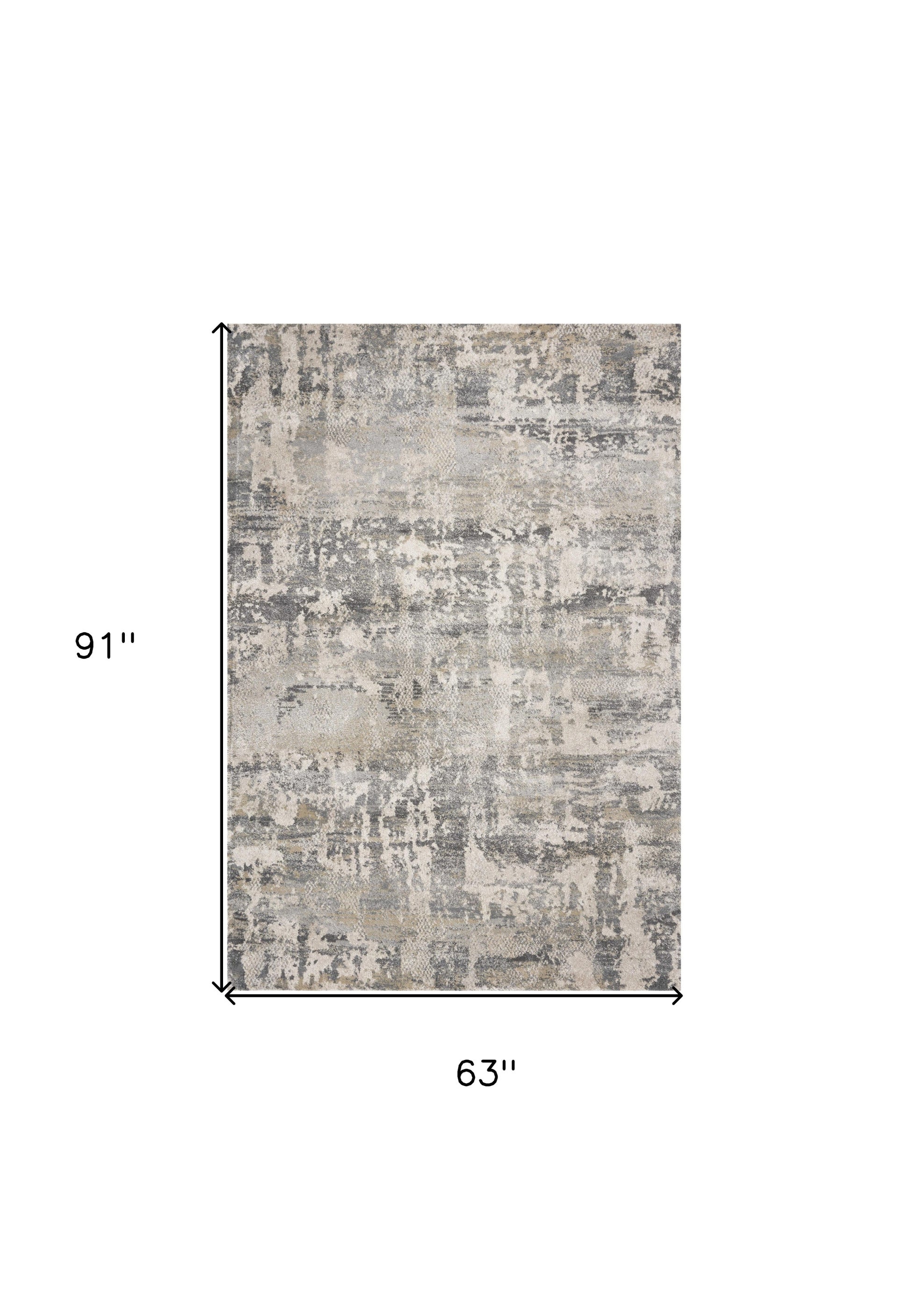 7' X 9' Gray And Tan Abstract Area Rug-Area Rugs-DECOROLALA