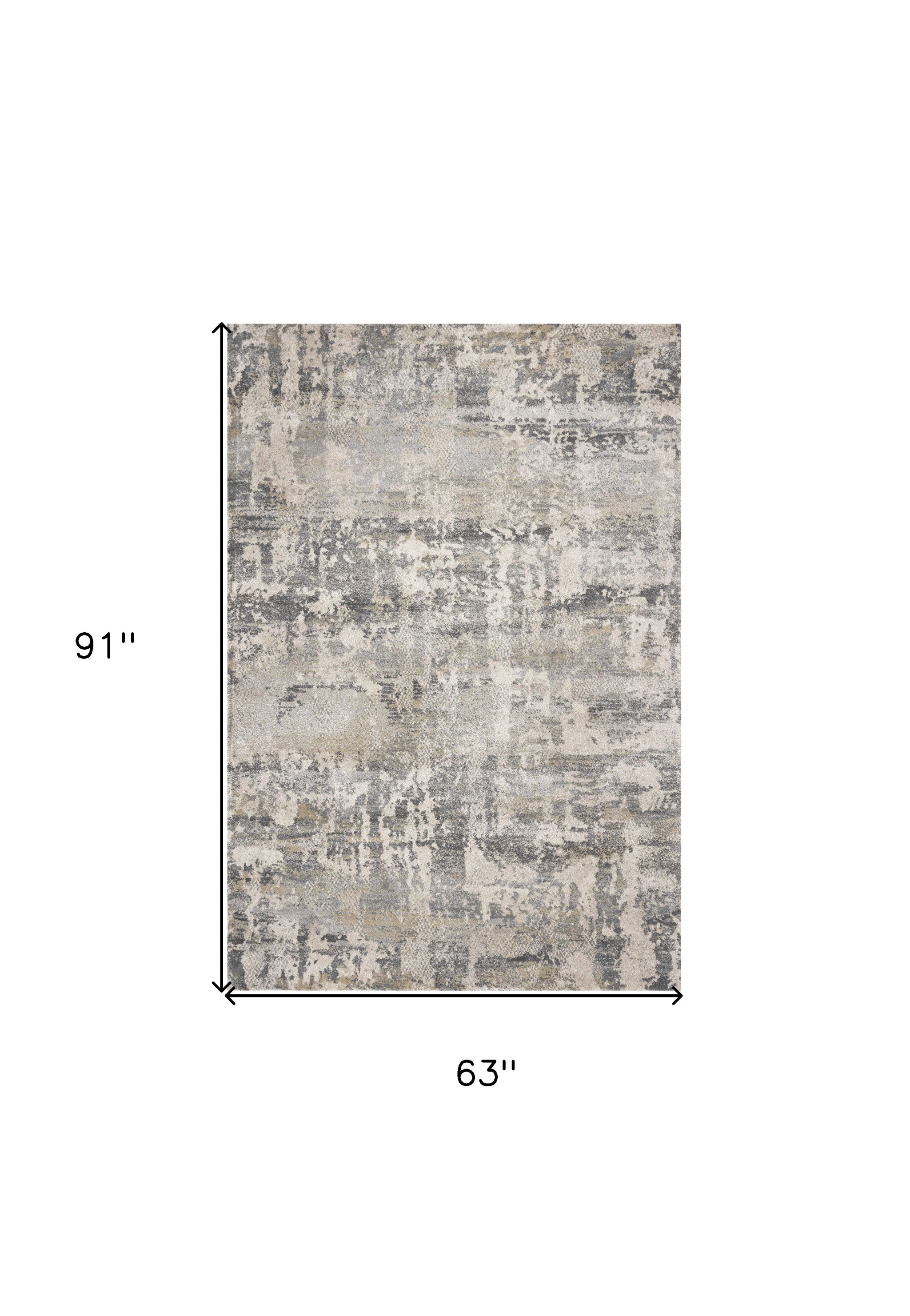 7' X 9' Gray And Tan Abstract Area Rug-Area Rugs-DECOROLALA