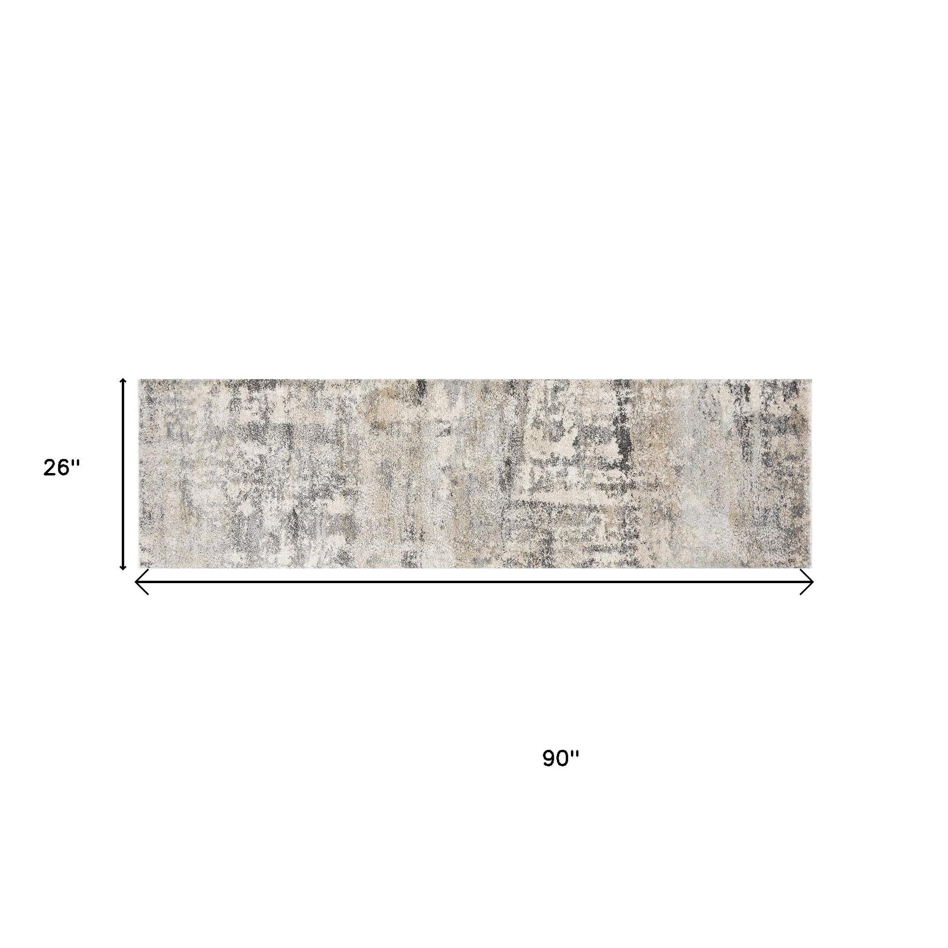 7' X 9' Gray And Tan Abstract Area Rug-Area Rugs-DECOROLALA