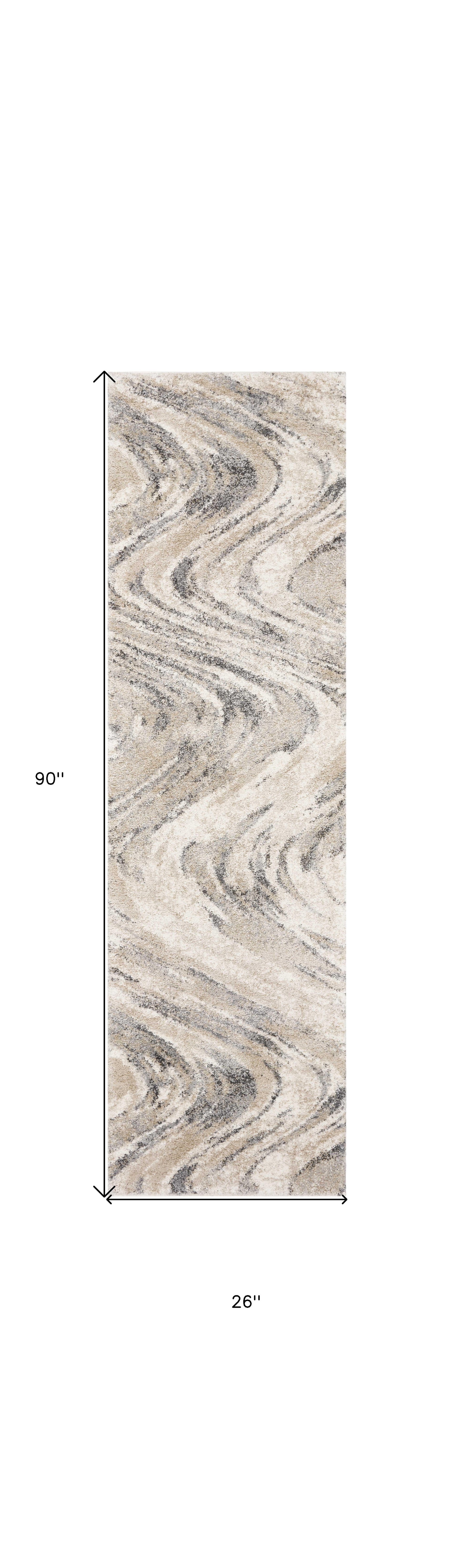 7' X 9' Gray And Tan Abstract Area Rug-Area Rugs-DECOROLALA