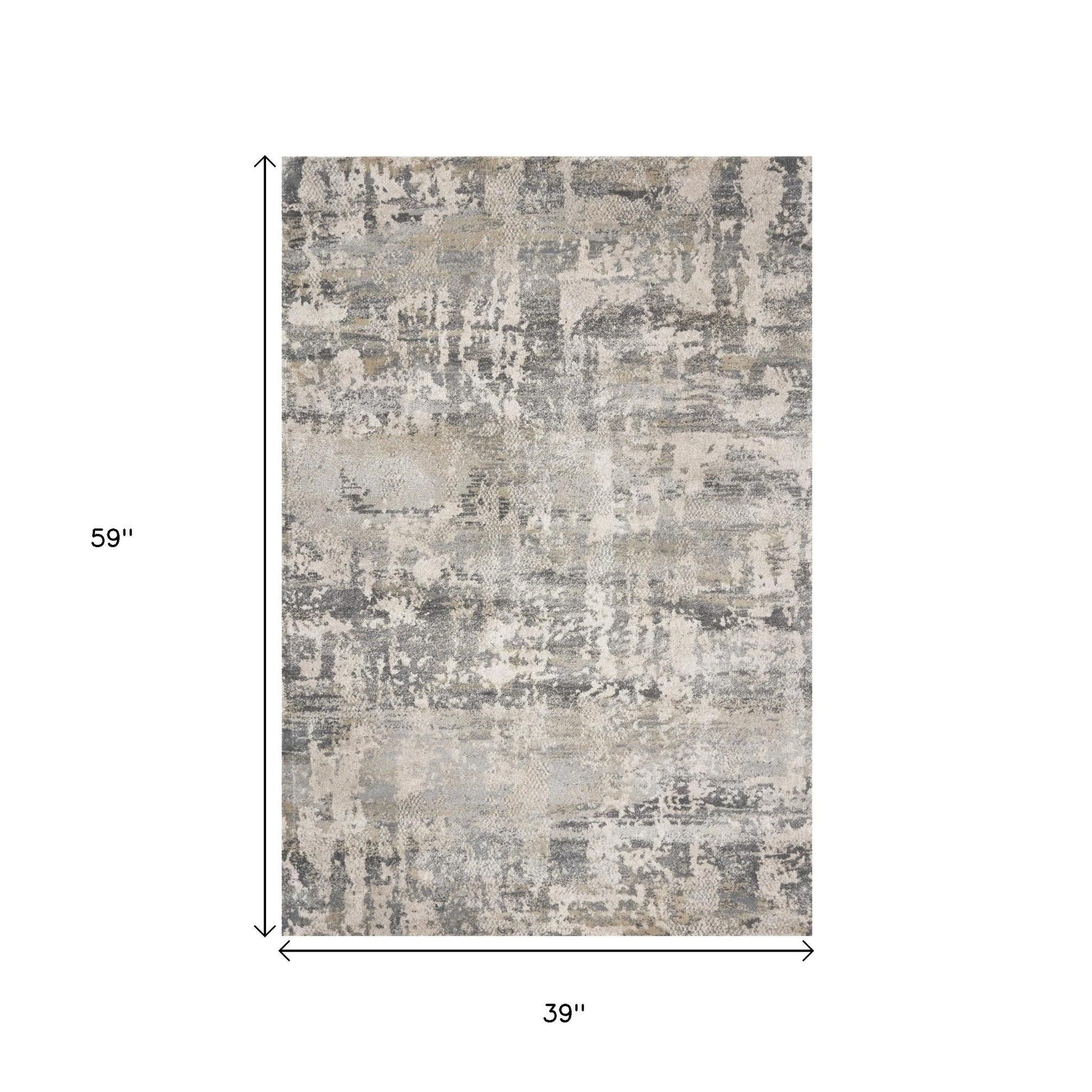 7' X 9' Gray And Tan Abstract Area Rug-Area Rugs-DECOROLALA